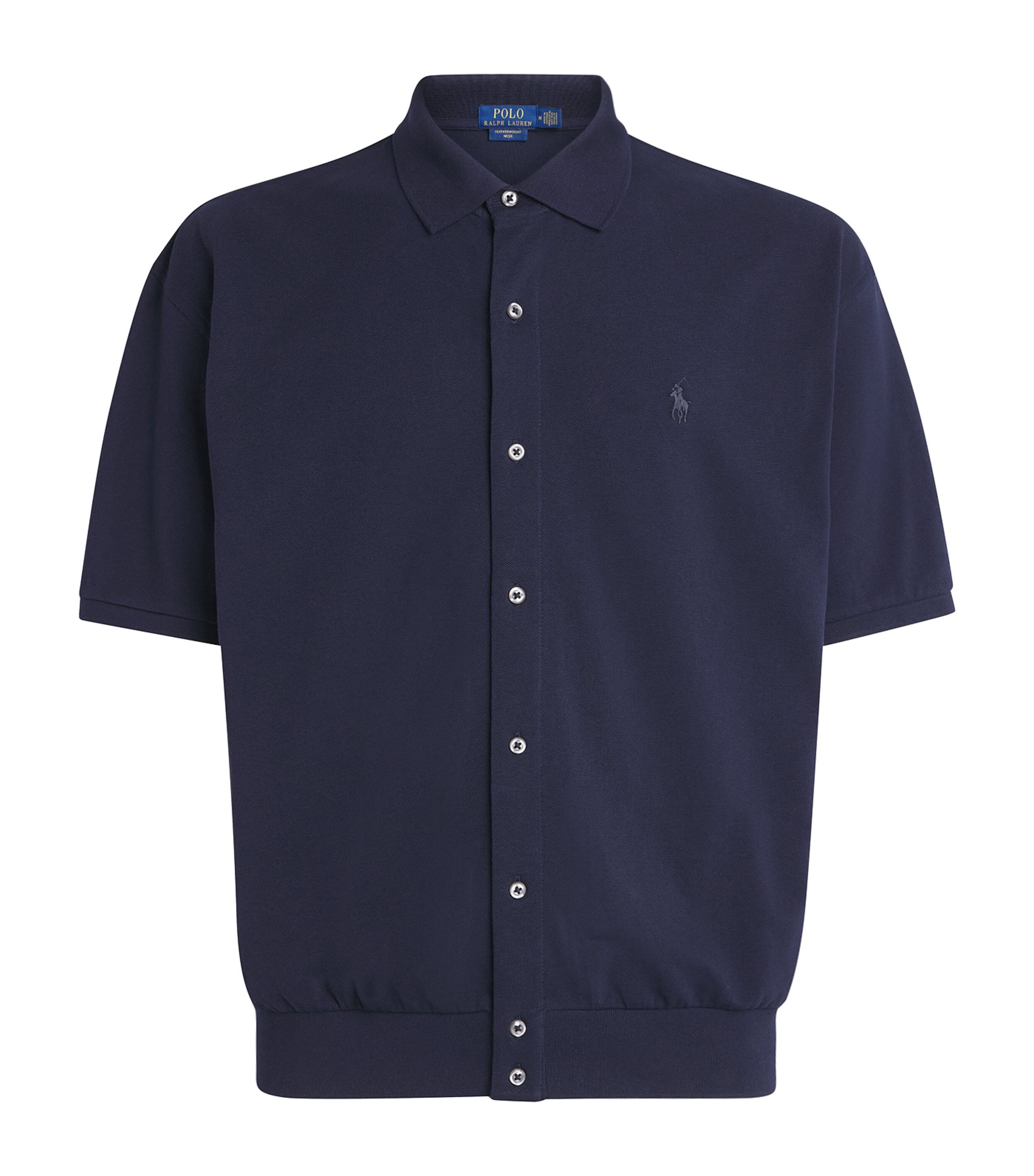 Polo Ralph Lauren Mens Cotton Featherweight Mesh Polo Shirt Aviator Navy Image 1