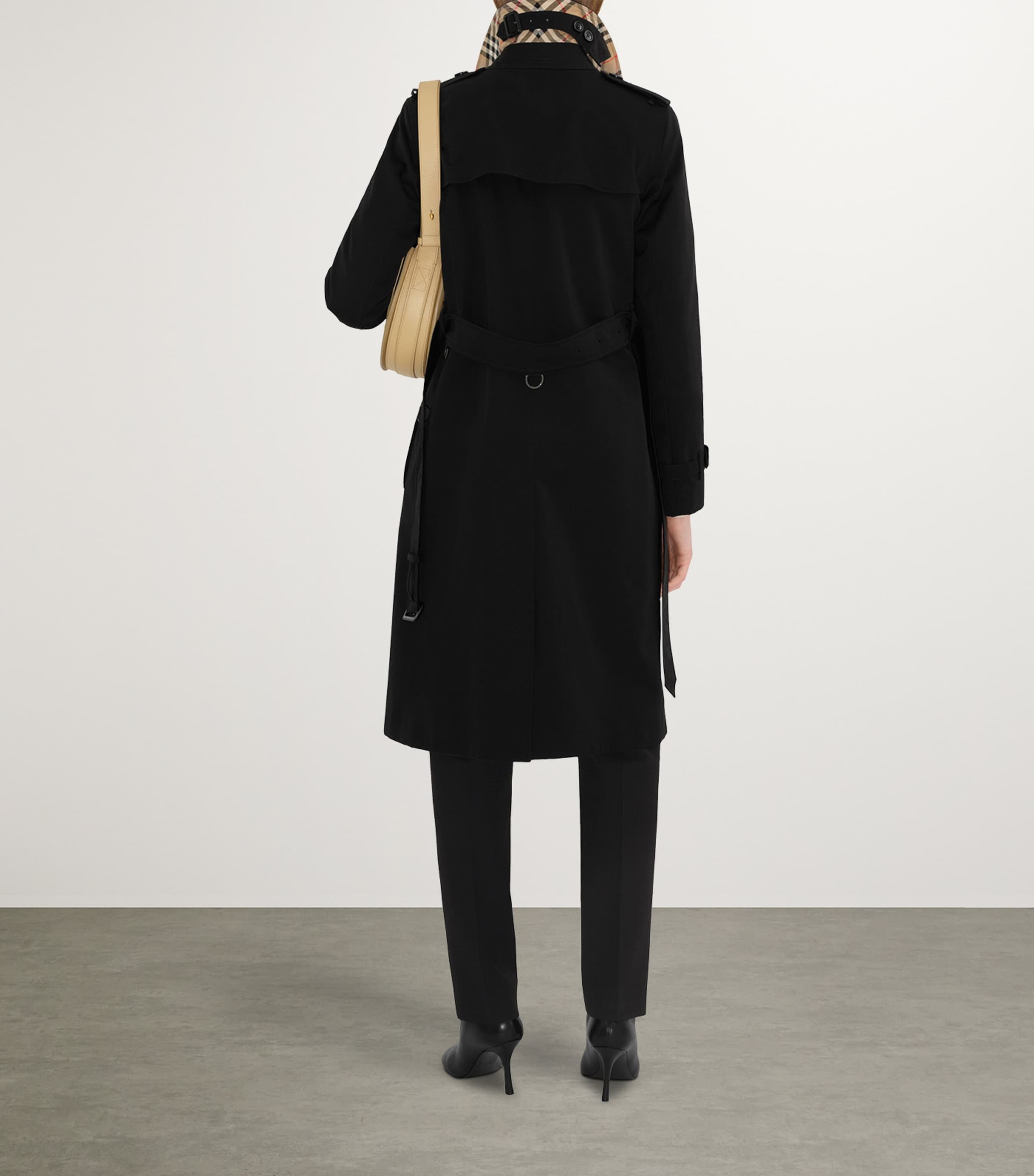 Gabardine Kensington Long Trench Coat BLACK Image 4