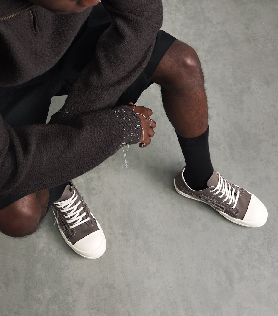 Rick Owens Denim Slashed Low-Top Sneakers Dust/milk/milk Image 2