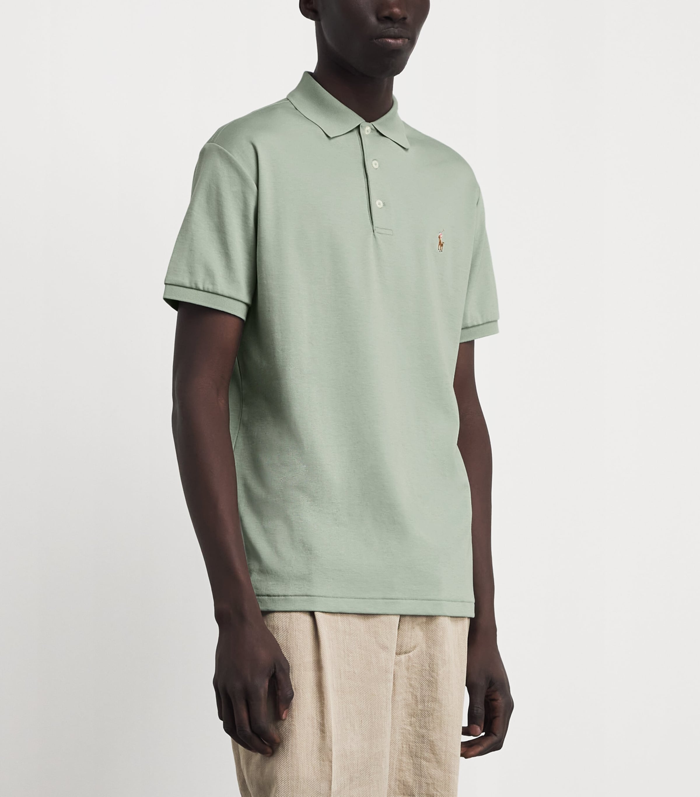 Polo Ralph Lauren Mens Cotton Slim-Fit Polo Shirt Light Green Image 4