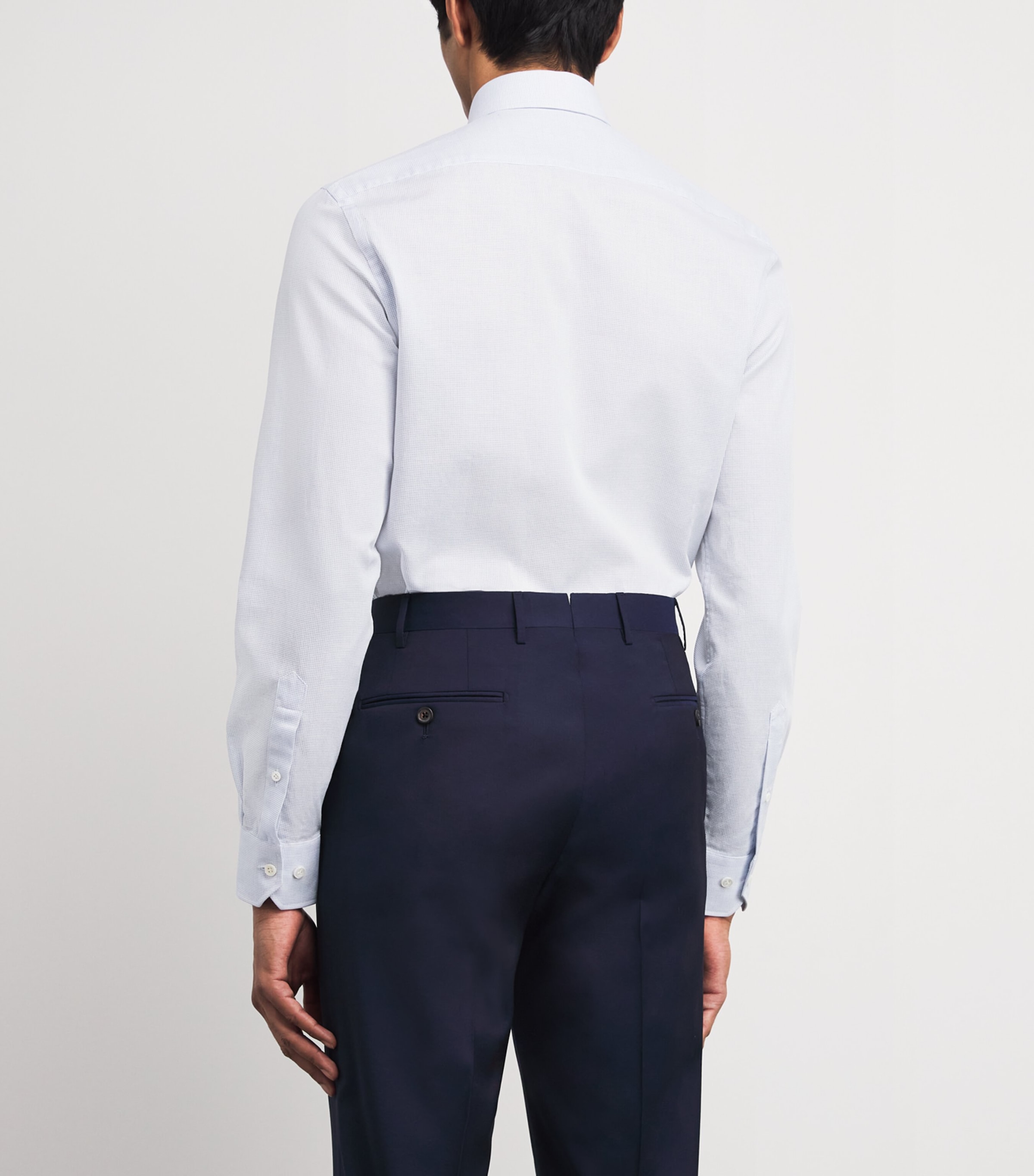 Cotton Micro-Check Shirt 05 LIGHT BLUE Image 4