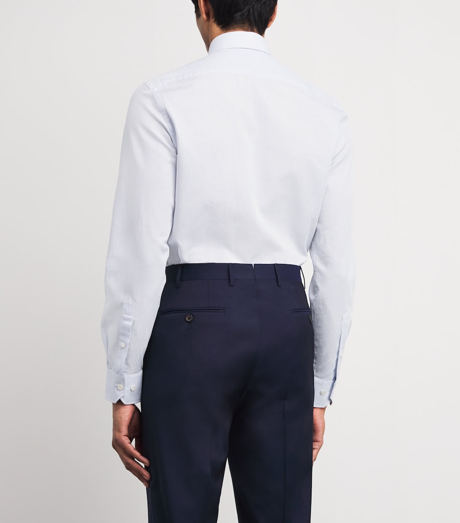 Cotton Micro-Check Shirt 05 LIGHT BLUE Image 4