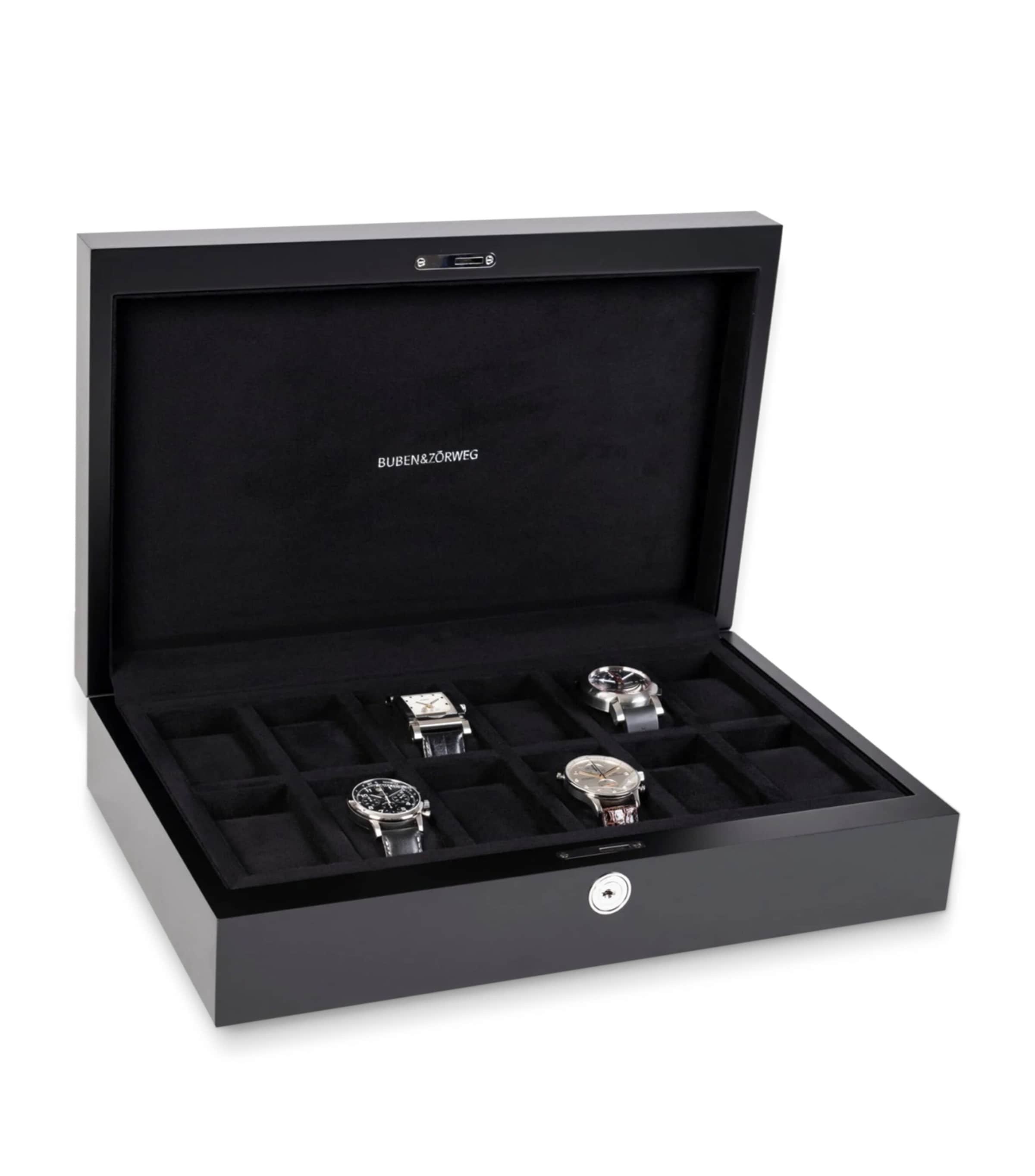 Buben & Zörweg Wood And Leather Neo 12 Watch Case In Black