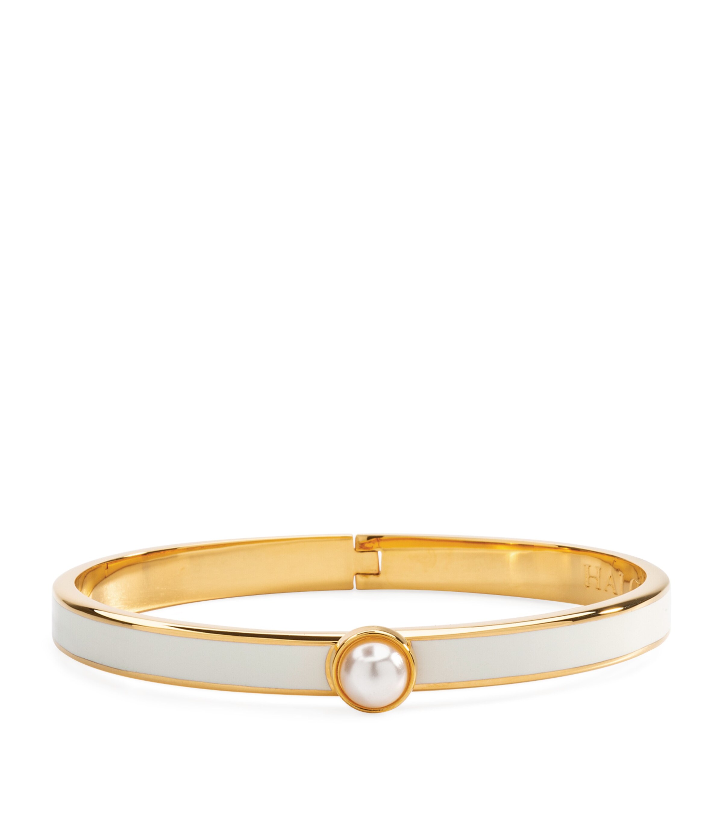 Gold-Plated Cabochon Pearl Bangle CREAM/GOLD Image 1