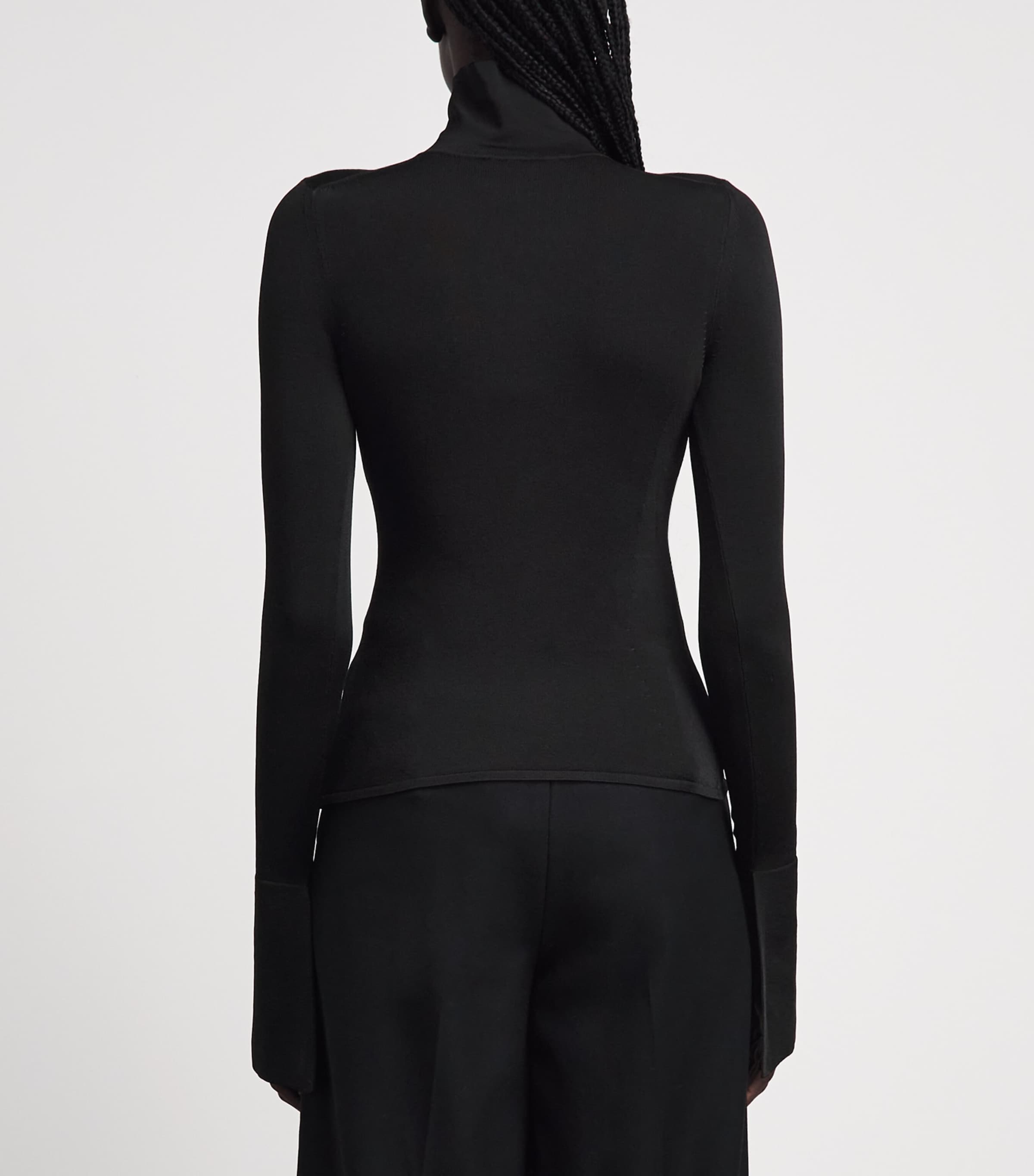 Brandon Maxwell Womens Knitted Funnel-Neck Long-Sleeve Top Black Image 5