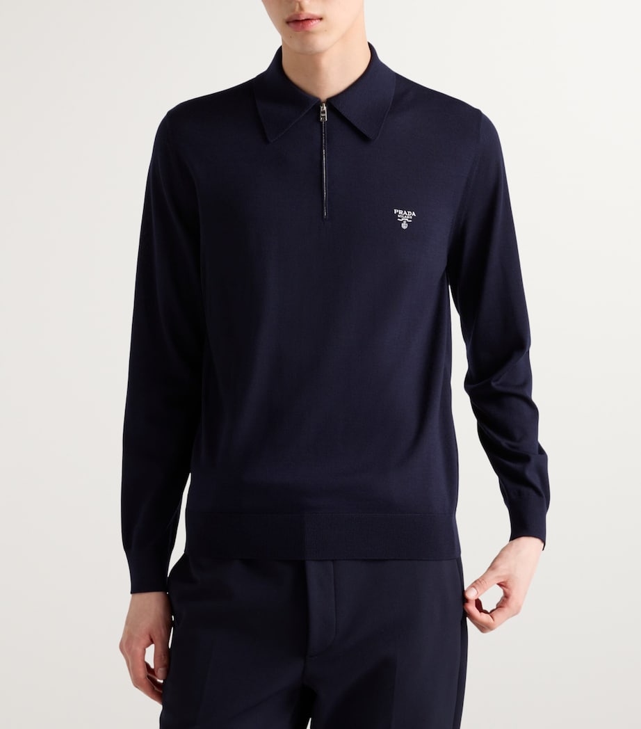 Prada Mens Wool Logo Polo Shirt Image 3