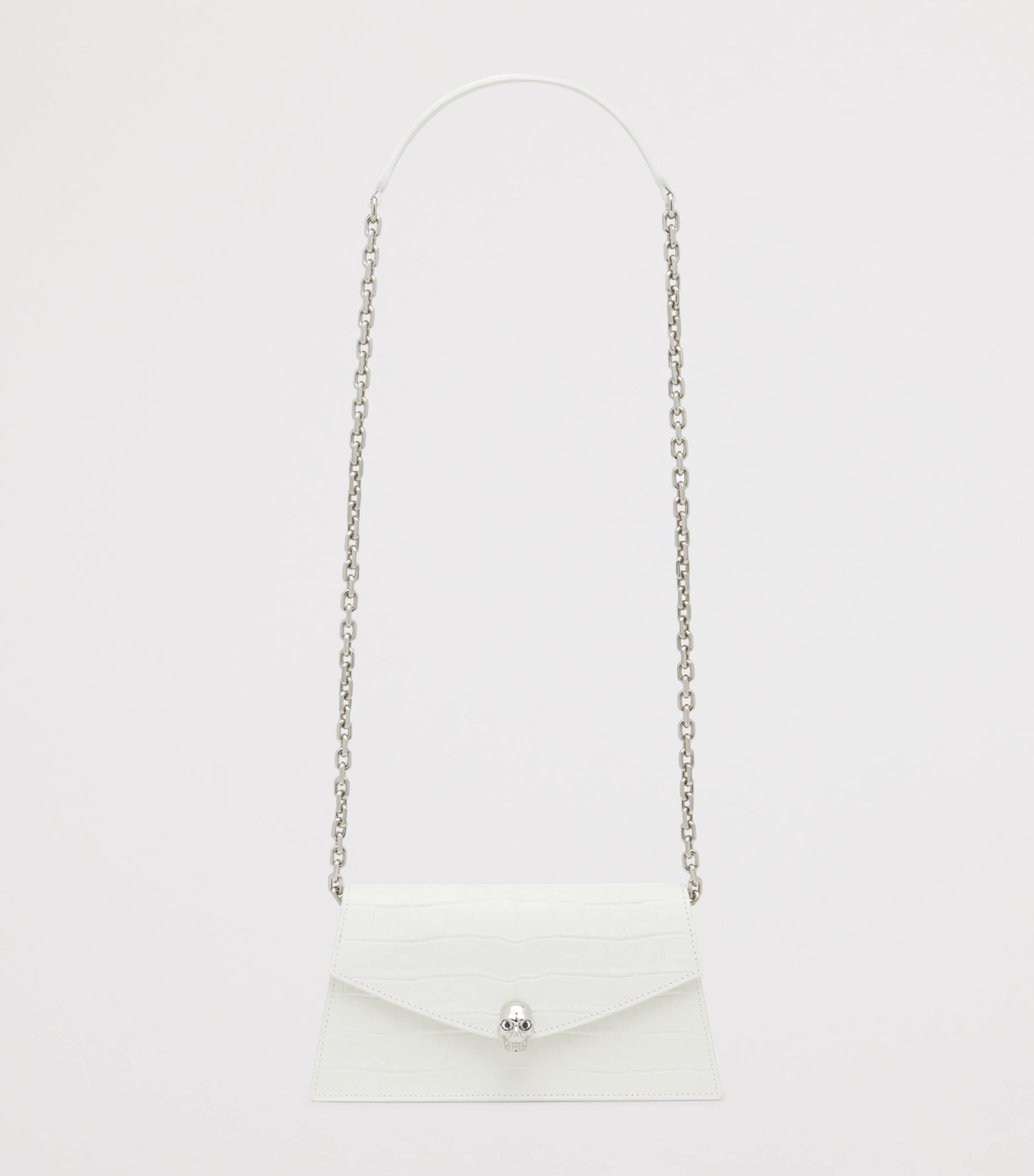 McQueen Mini Croc-Embossed Skull Shoulder Bag Image 3