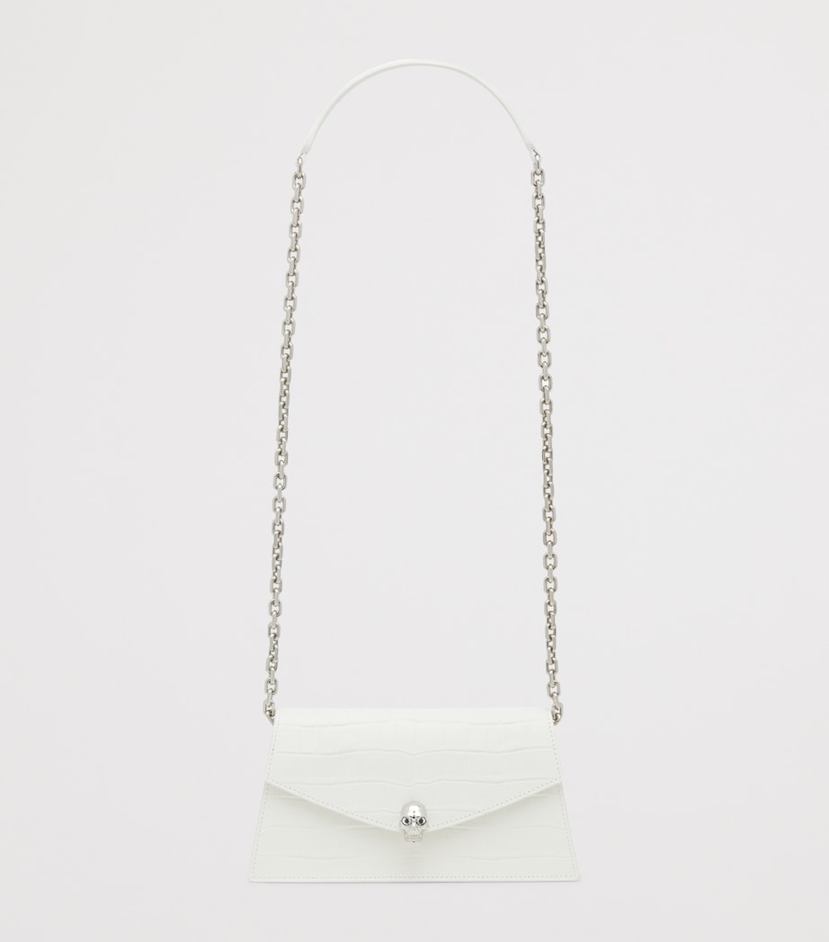 McQueen Mini Croc-Embossed Skull Shoulder Bag Image 3