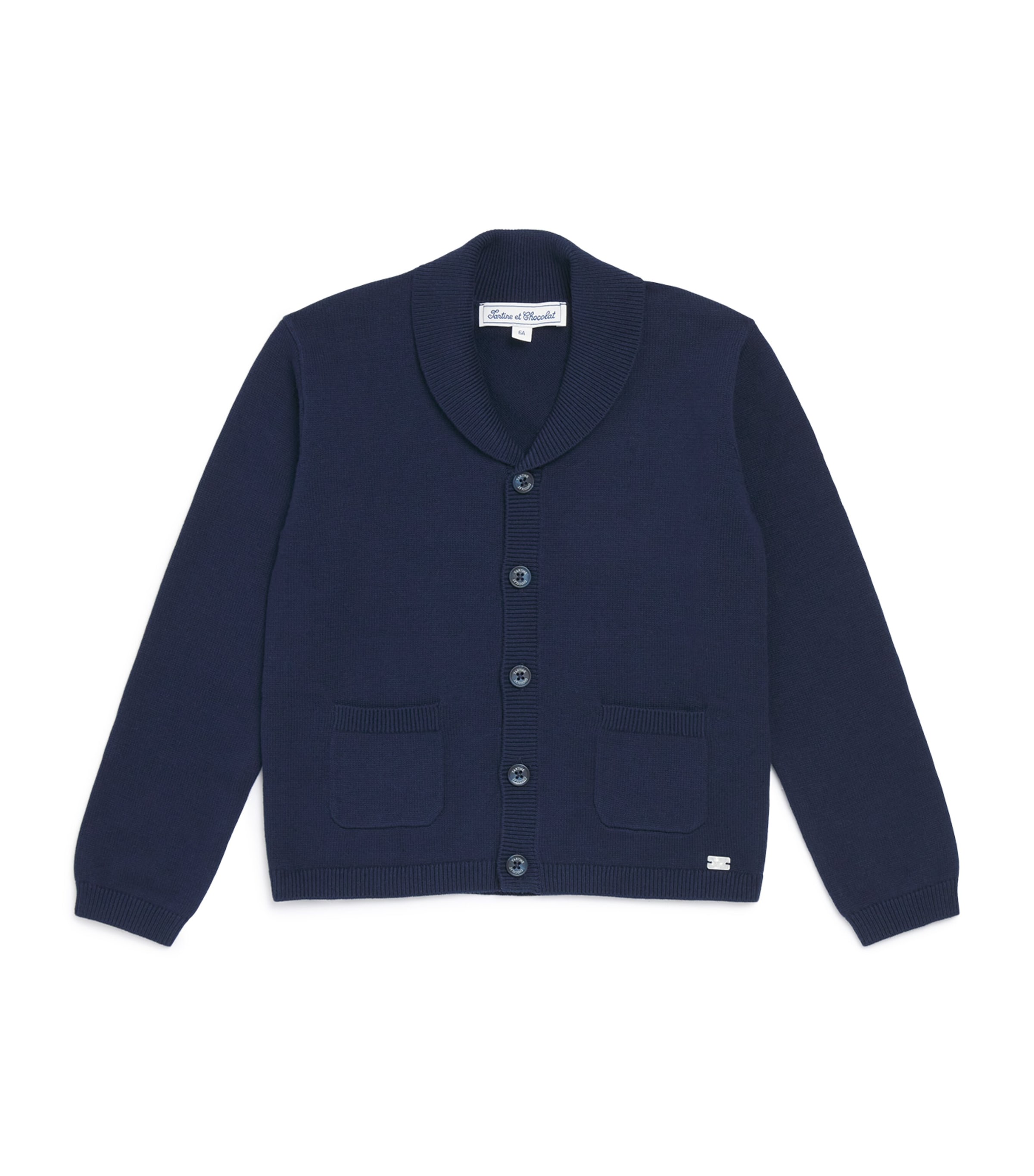 Cotton Shawl-Collar Cardigan (5-12 Years) 4MARINE Image 1