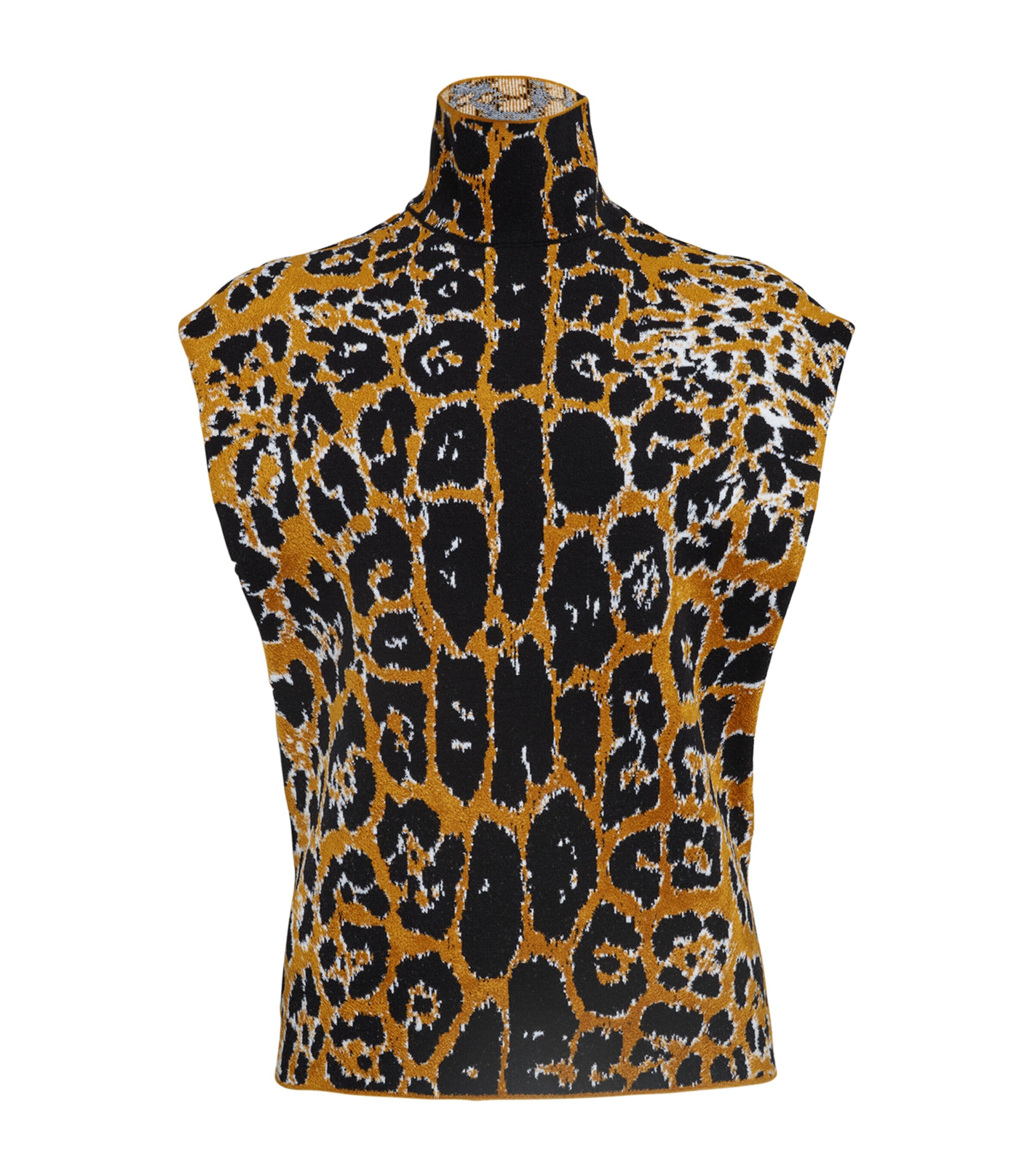 Alaïa Leopard Print Sleeveless Top In Black