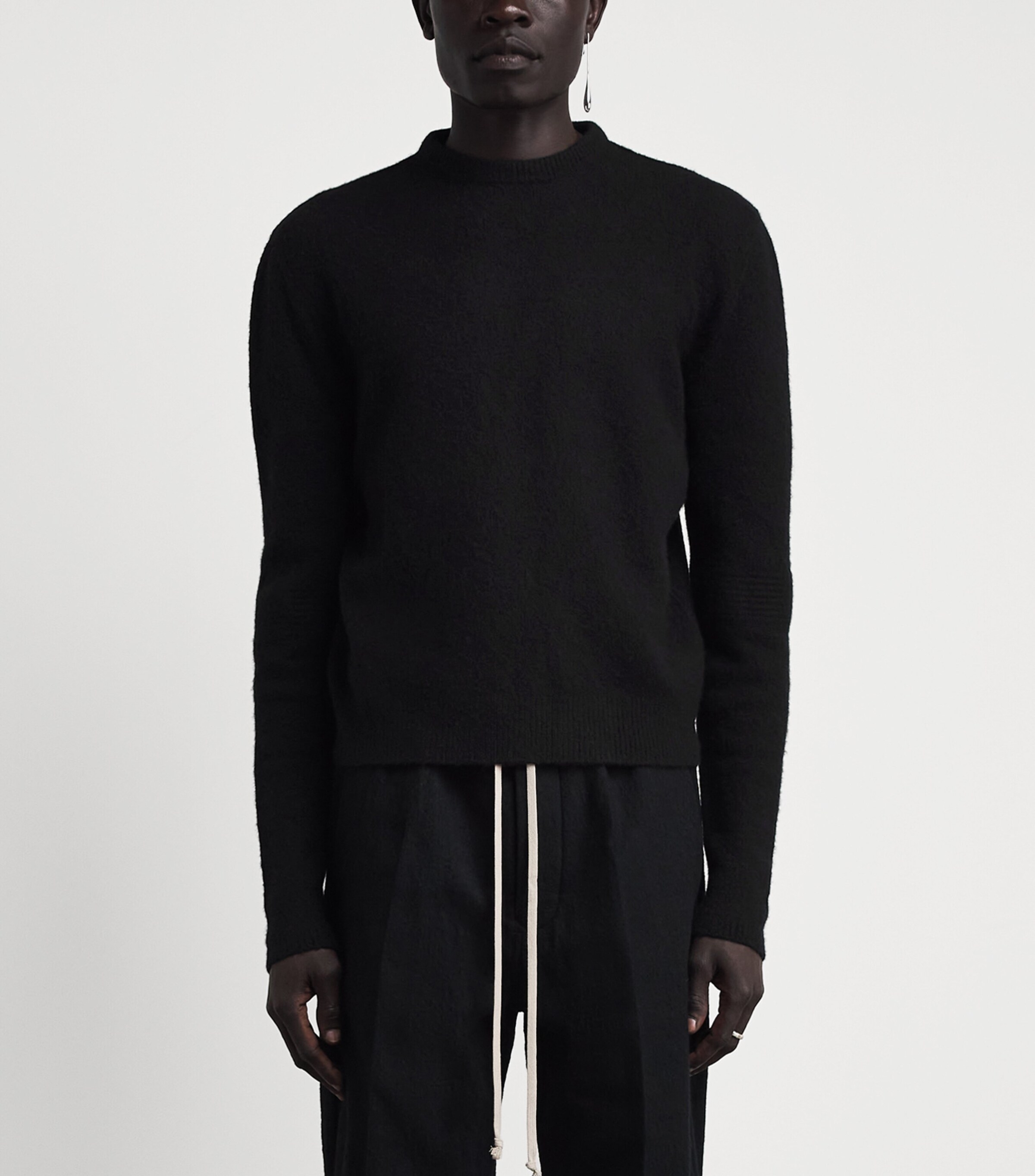 Rick Owens Mens Cashmere-Blend Crew-Neck Sweater Black Image 4