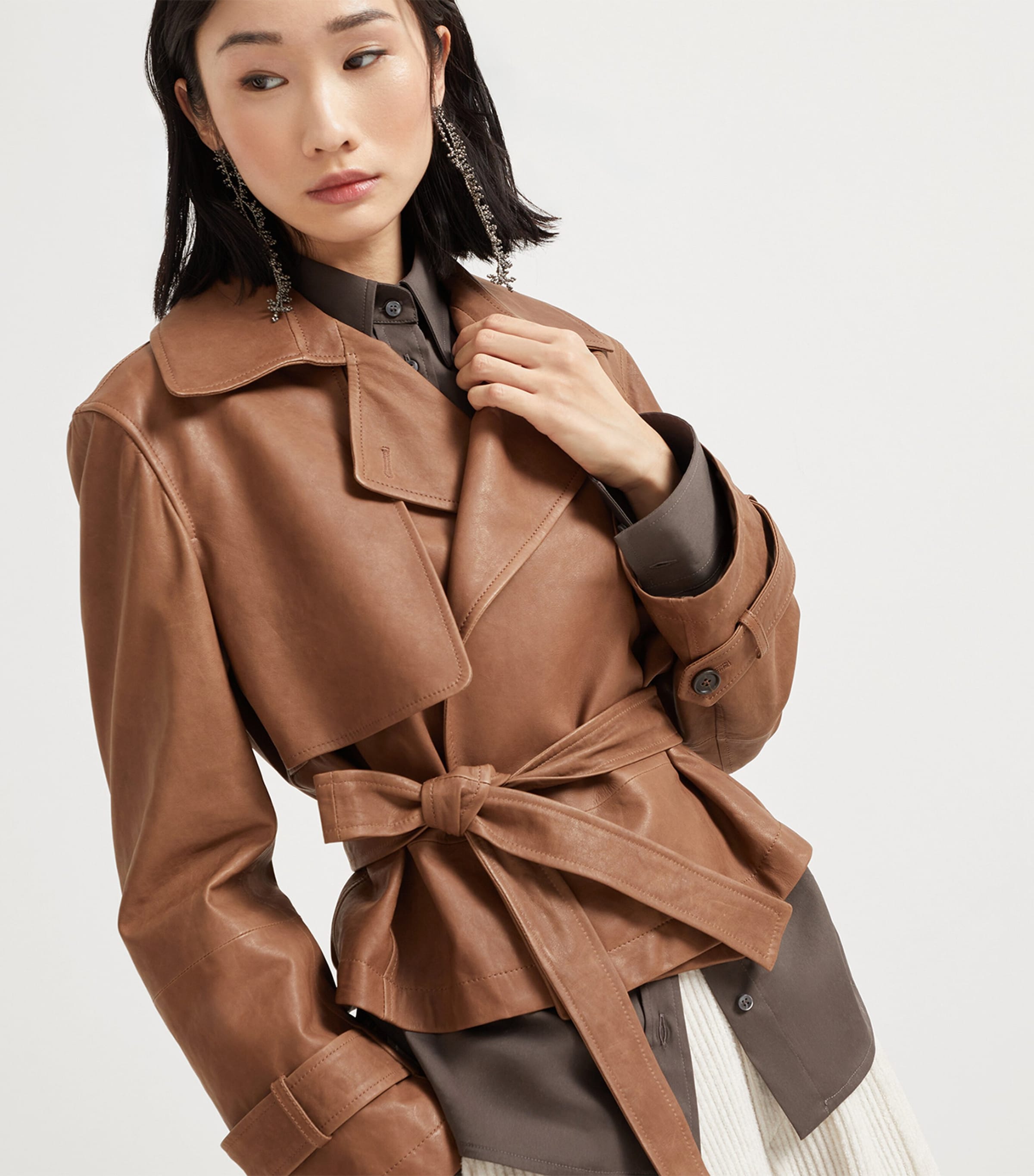 Vintage Nappa Leather Cropped Trench Coat C9900 Image 5