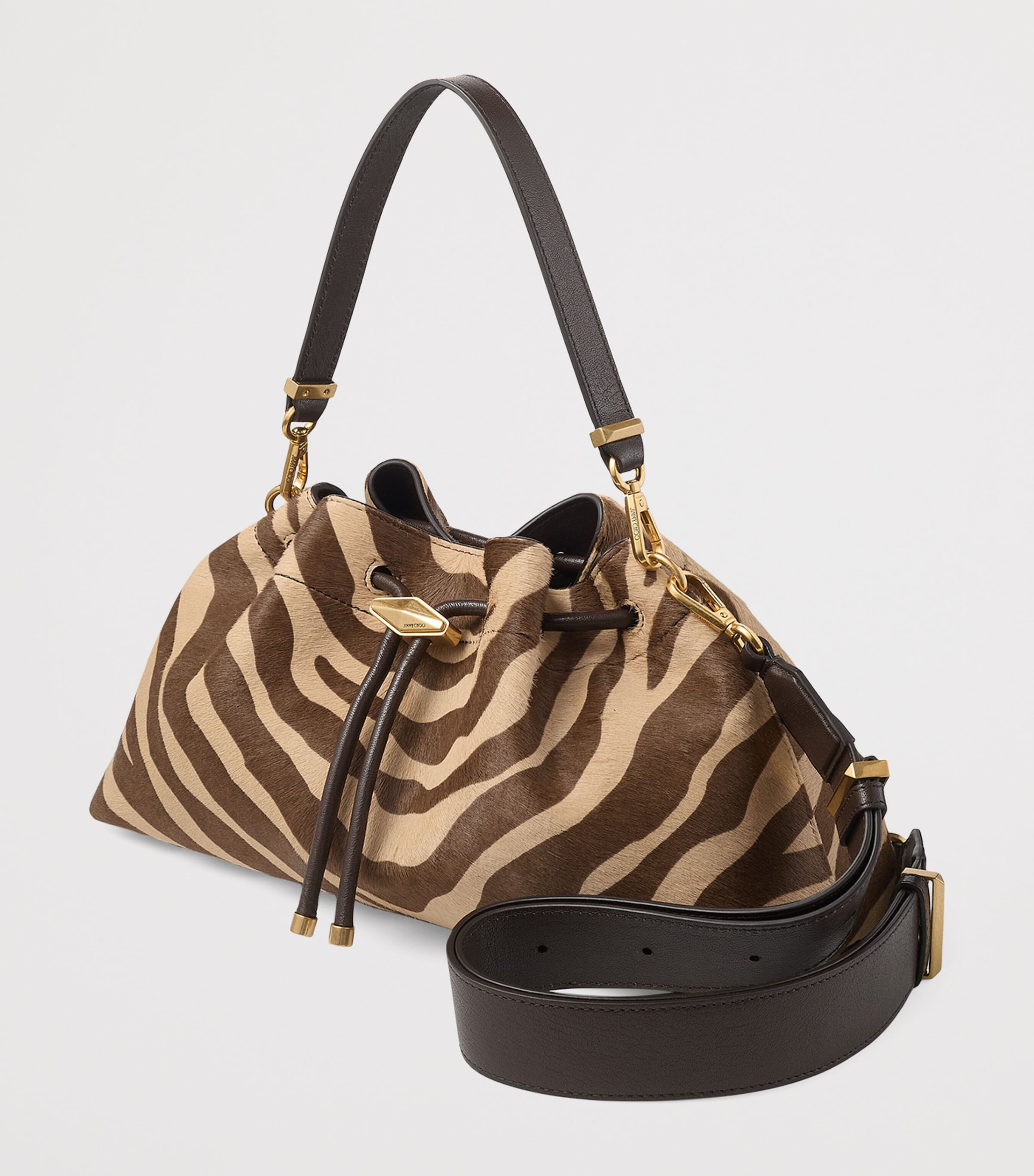 Medium Haircalf Cinch Bag NATURAL/CHOCOLATE/GO Image 2