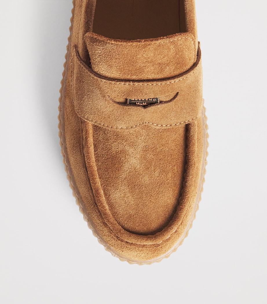 Suede Knurl-Textured Moccasins AMBER BROWN Image 5
