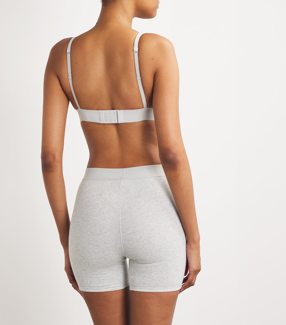 Stretch-Cotton Ribbed Boxer Shorts LIGHT HEATHER GREY Image 3