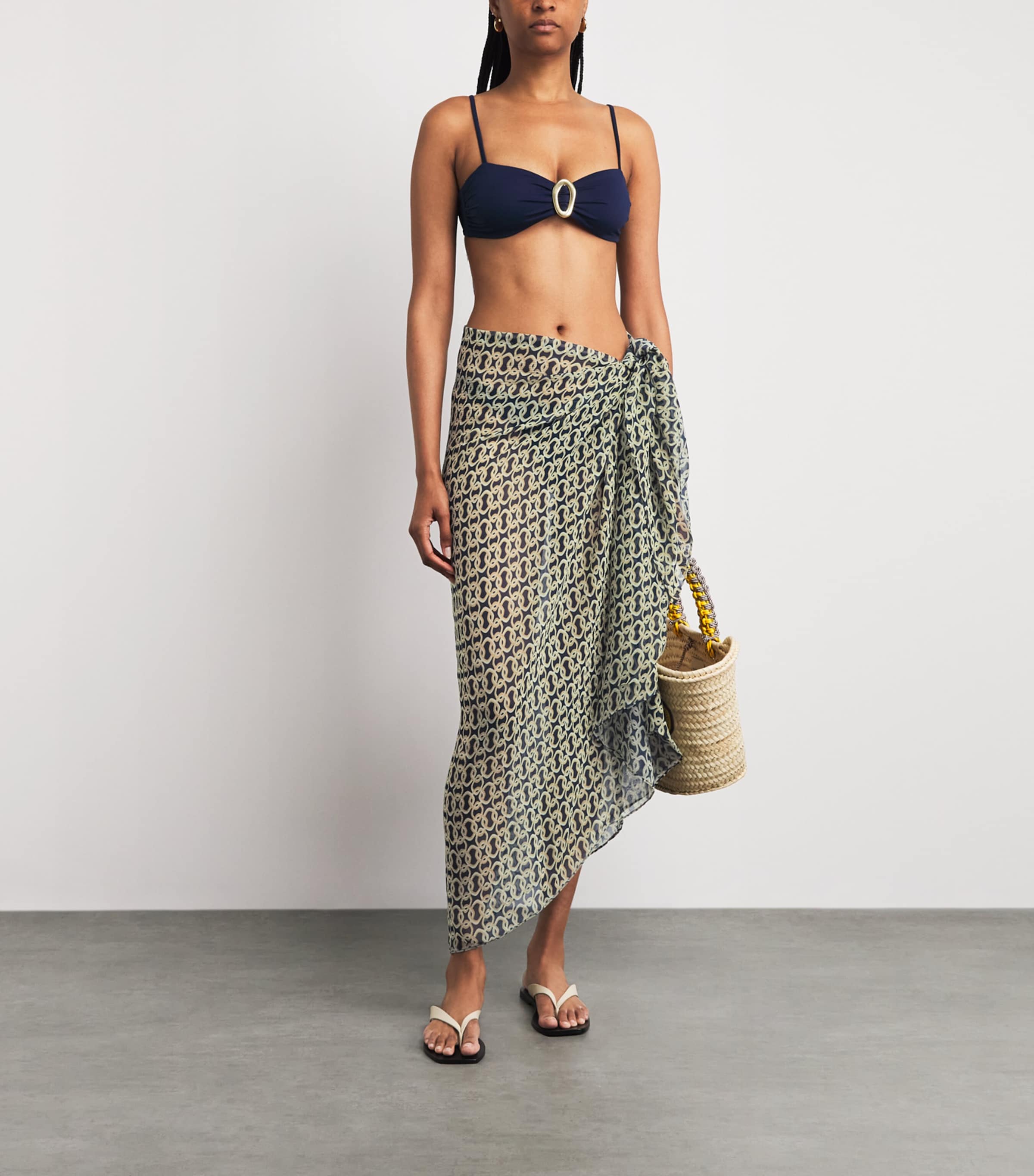 AWAY THAT DAY Womens Santorini Sarong Navy/gold Link Prnt Image 2