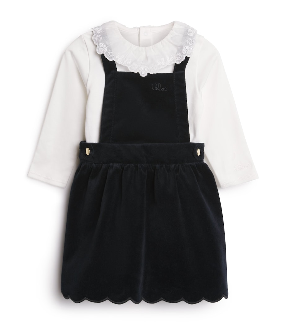 Cotton Dress and T-Shirt Set (6-18 Months) WHITE  NAVY Image 1
