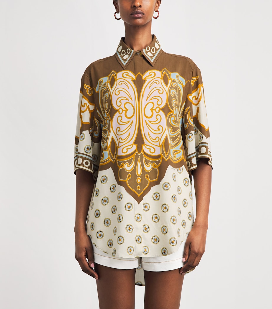 La Doublej Womens Cropped-Sleeve Geometric Shirt Cocoon Image 4