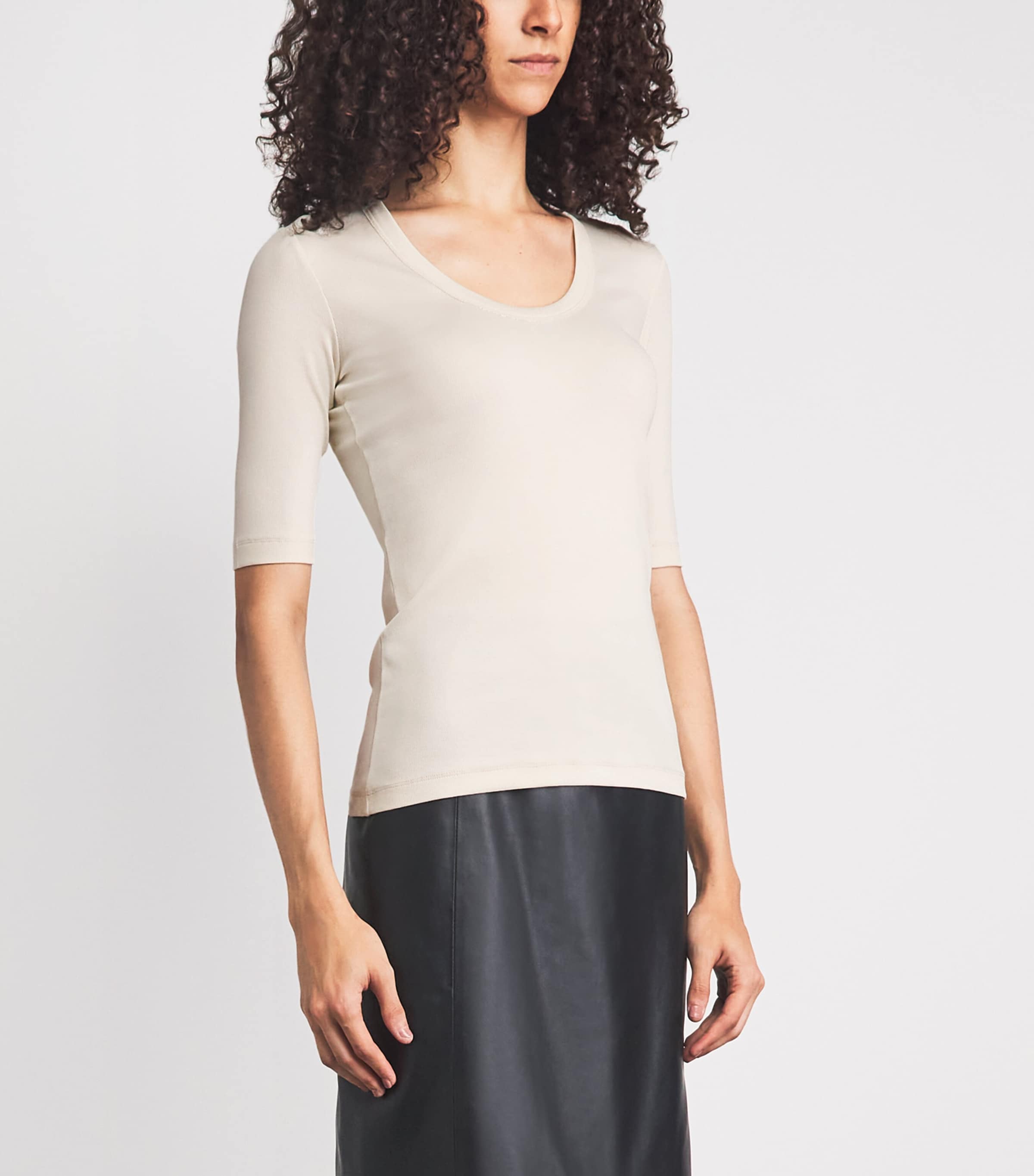Fabiana Filippi Womens Rib-Knit Embellished Top Burro Image 4