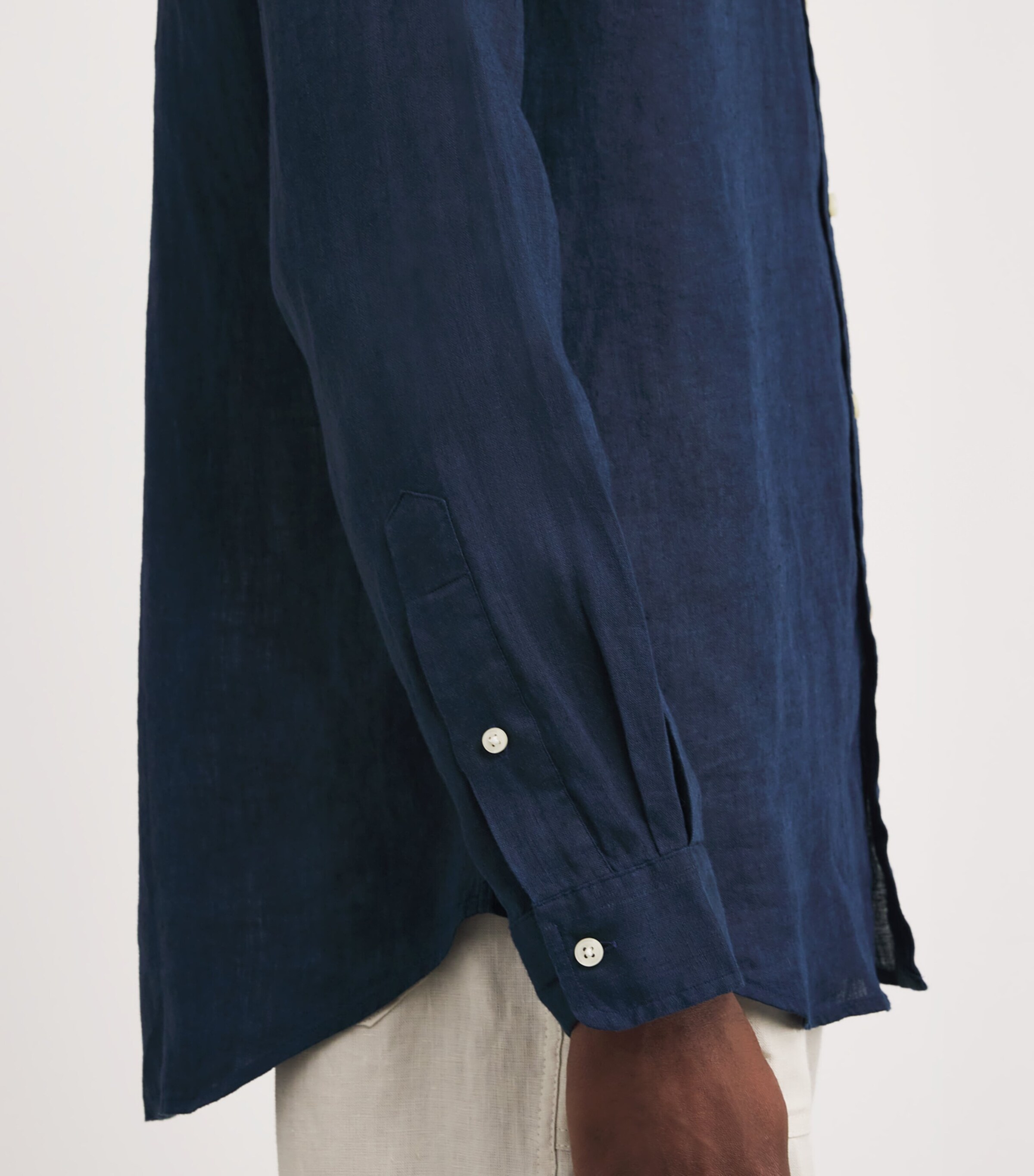 Polo Ralph Lauren Mens Linen Custom Fit Shirt Navy Image 6