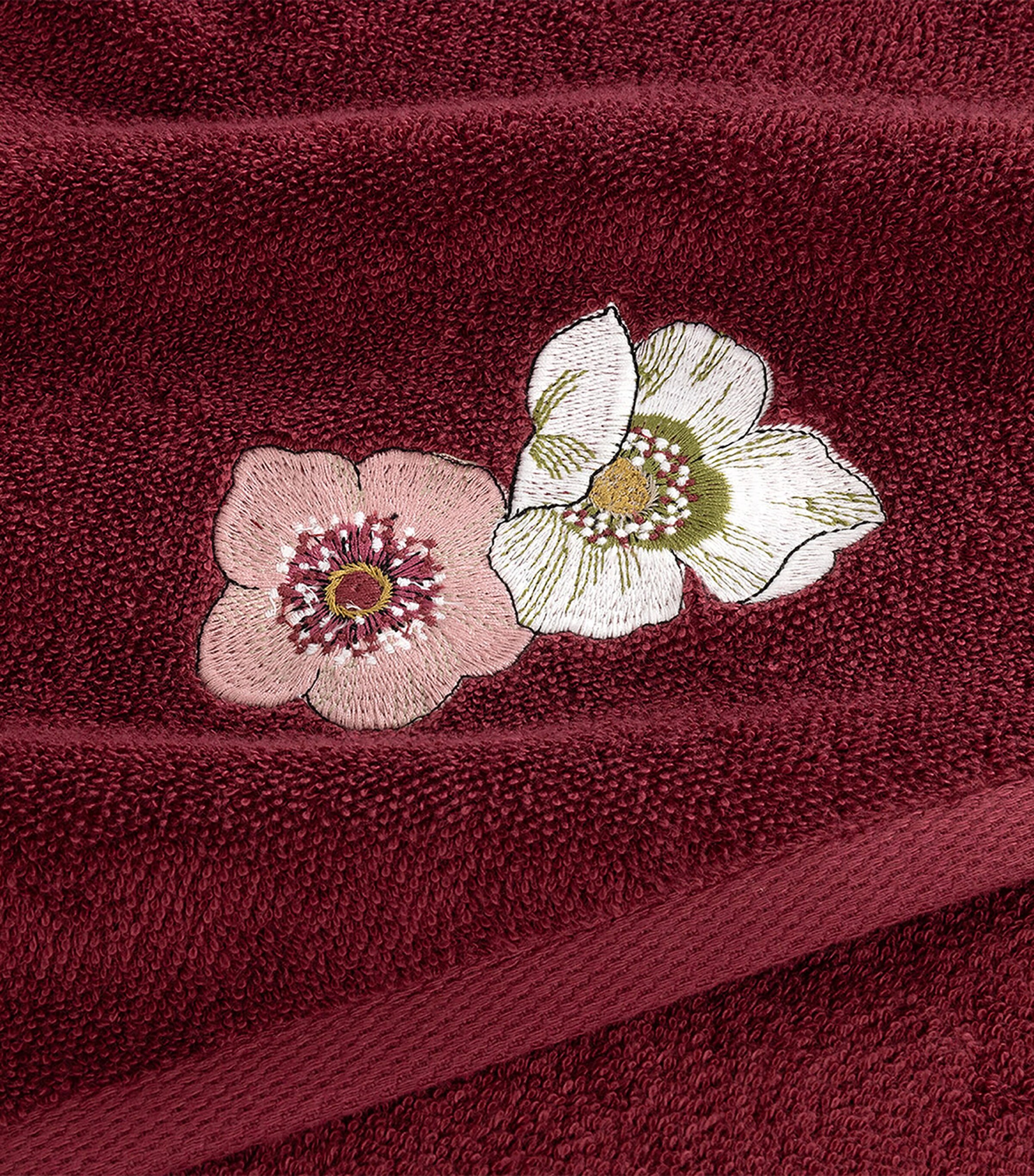 Yves Delorme Corolles Hand Towel (55cm x 100cm) Burgandy Image 4