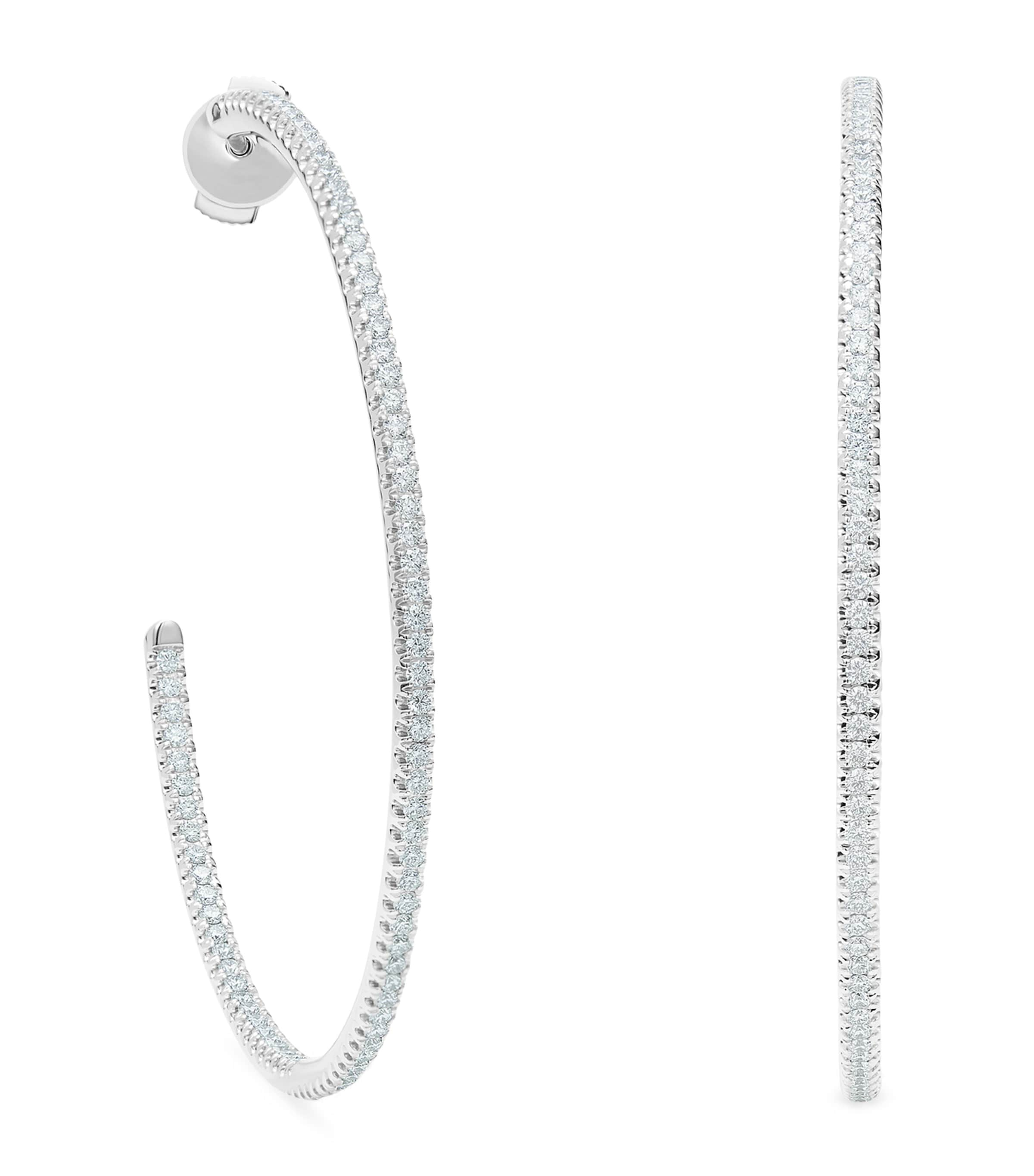 De Beers White Gold And Diamond Db Classics Hoop Earrings