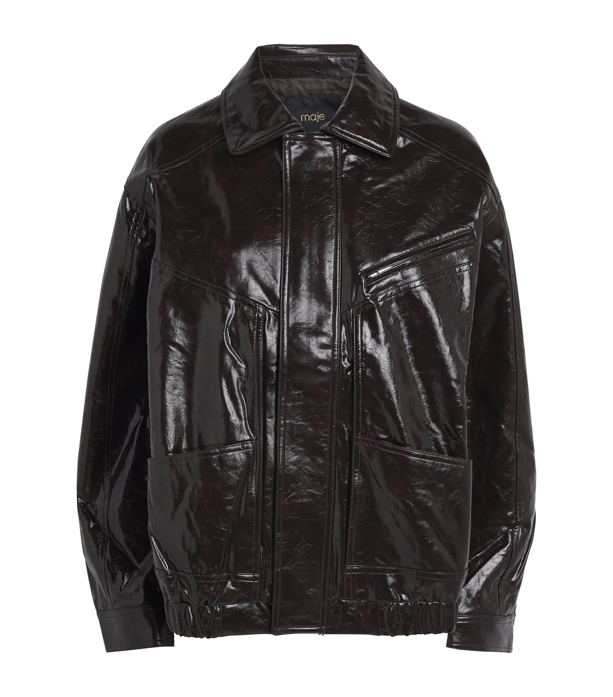 Maje Faux Leather Jacket In Black