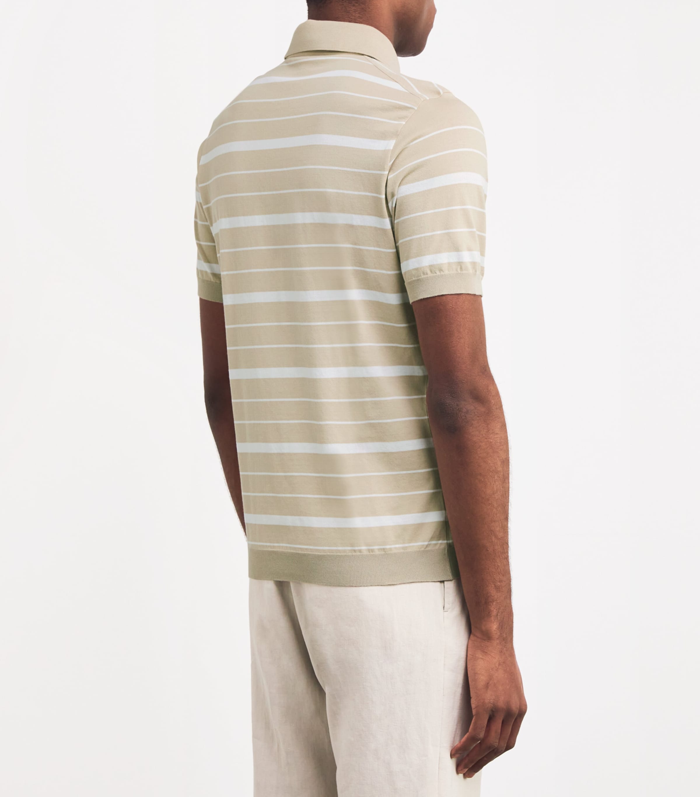 Cotton Striped Polo Shirt 300BRIGHT WHITE-FOG Image 3