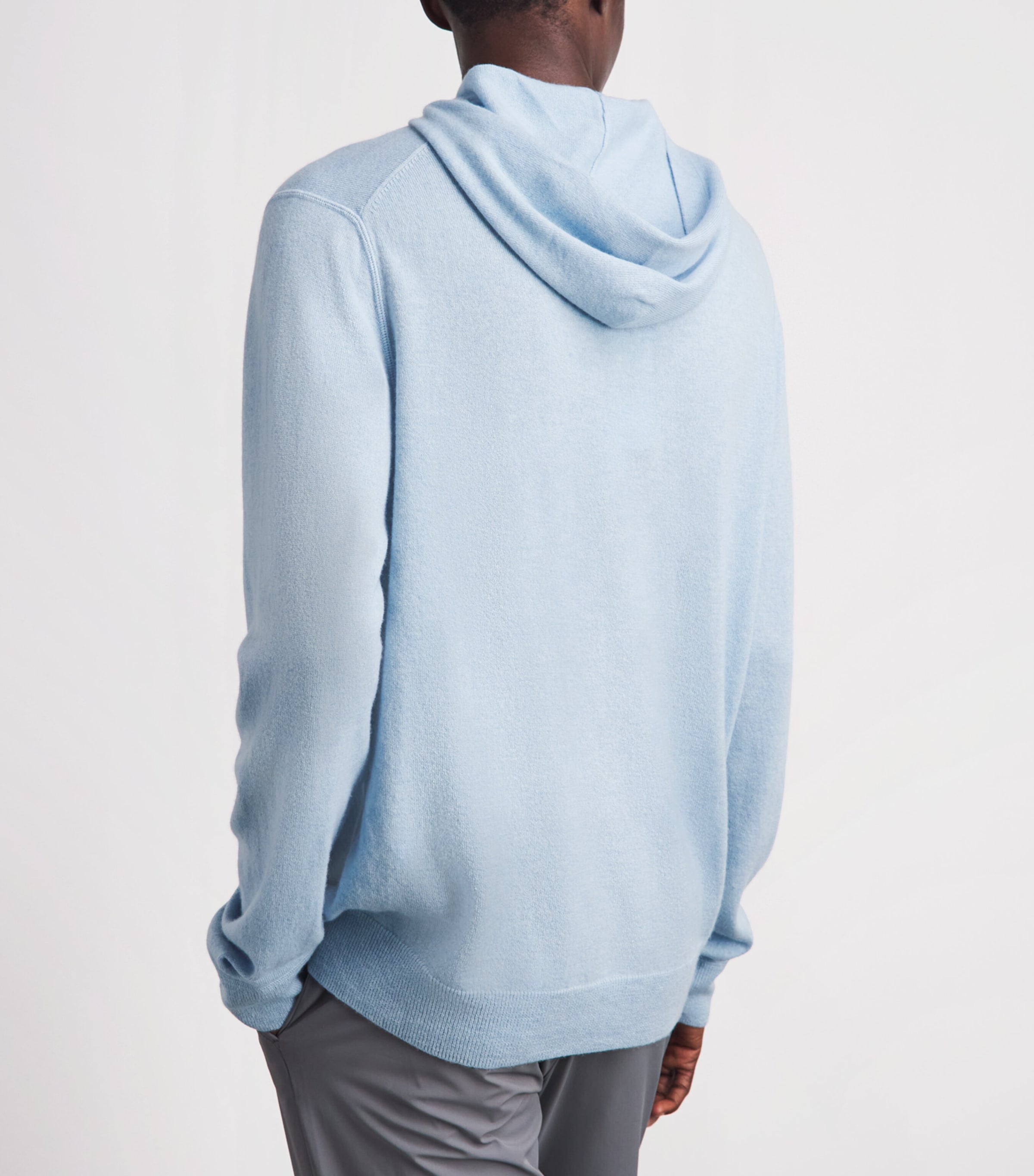 RLX Ralph Lauren Mens Cashmere Hoodie Office Blue Heather Image 3