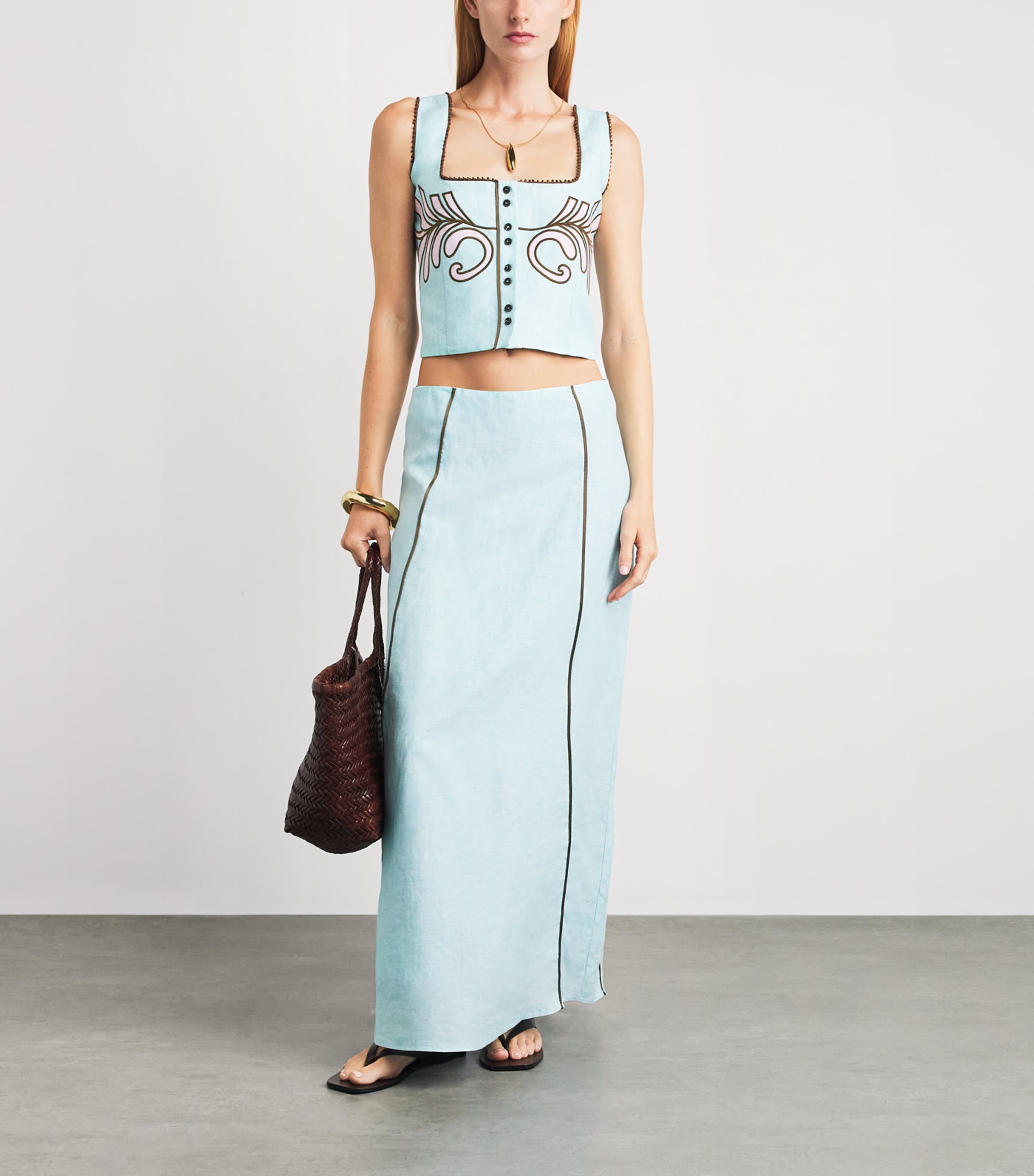 LUG VON SIGA Womens Linen Amelia Top Turquoise Image 2