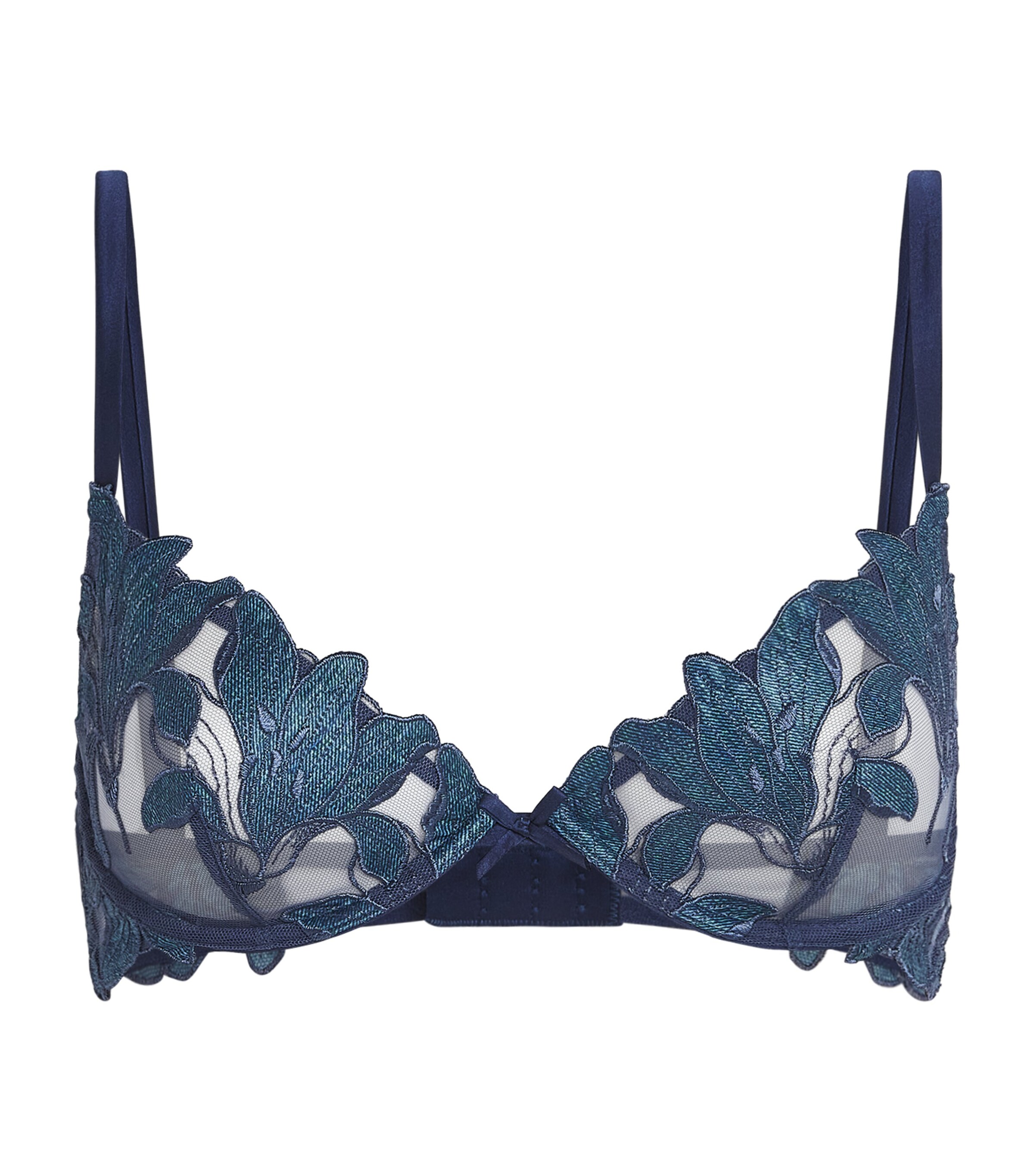 Fleur Du Mal Lily Embroidered Plunge Demi Bra | Women Clothing | Lingerie & Hosiery | Bras