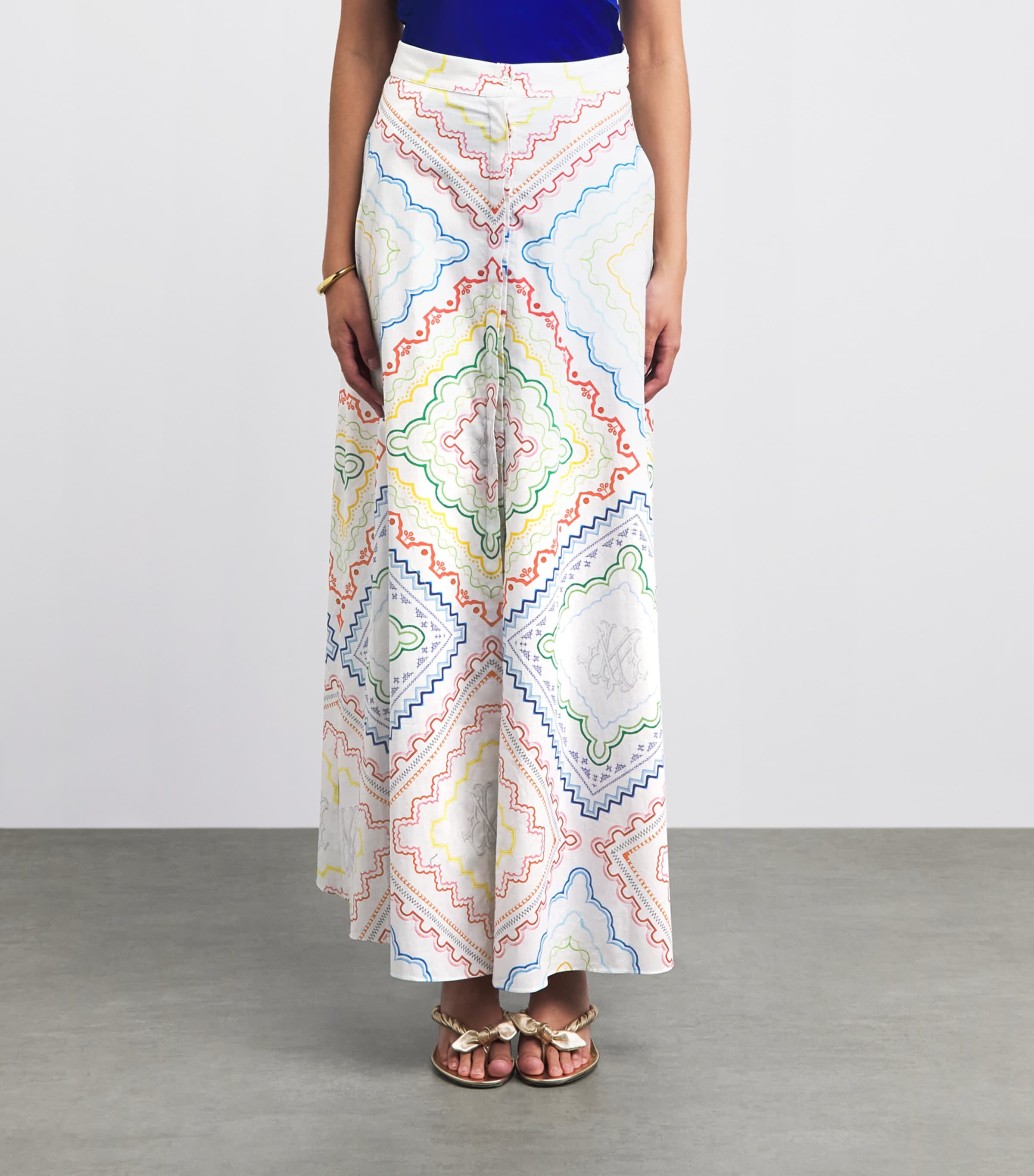 Mary Katrantzou Womens Cotton-Blend Como Maxi Dress Blanchetto Image 4
