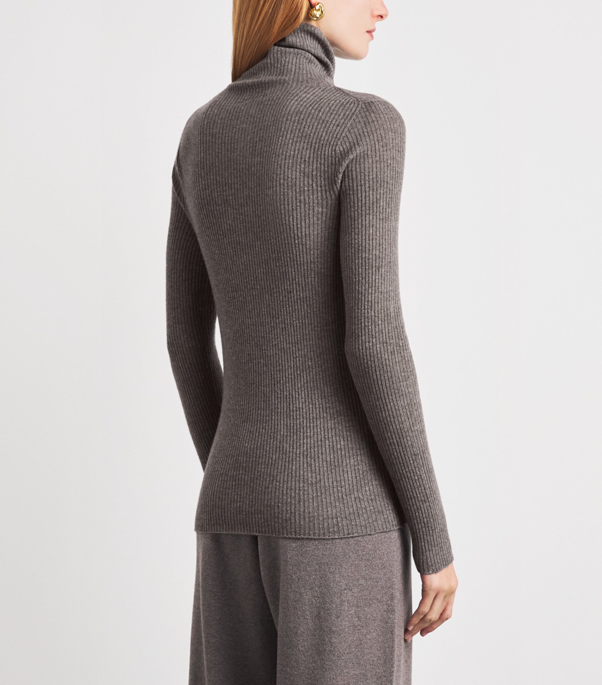 Fabiana Filippi Brown Virgin Wool-Silk-Cashmere Rollneck Sweater