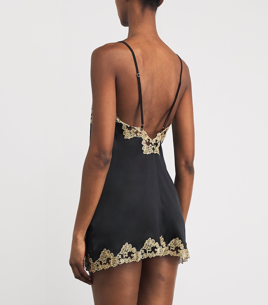 Silk-Blend Reina Nightdress BLACK & GOLD Image 3