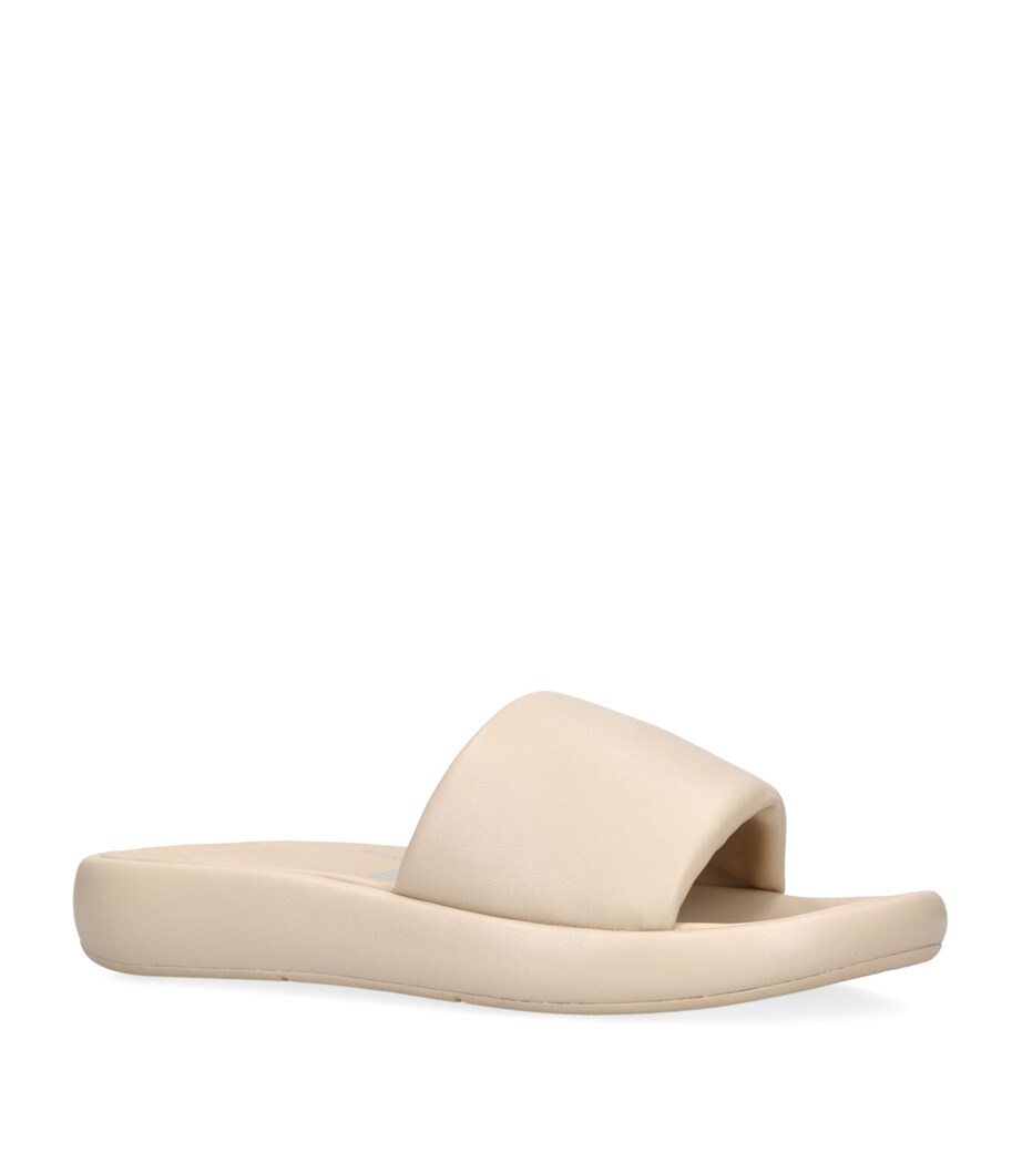 FitFlop Leather iQushion D-Luxe Slides Beige Image 3