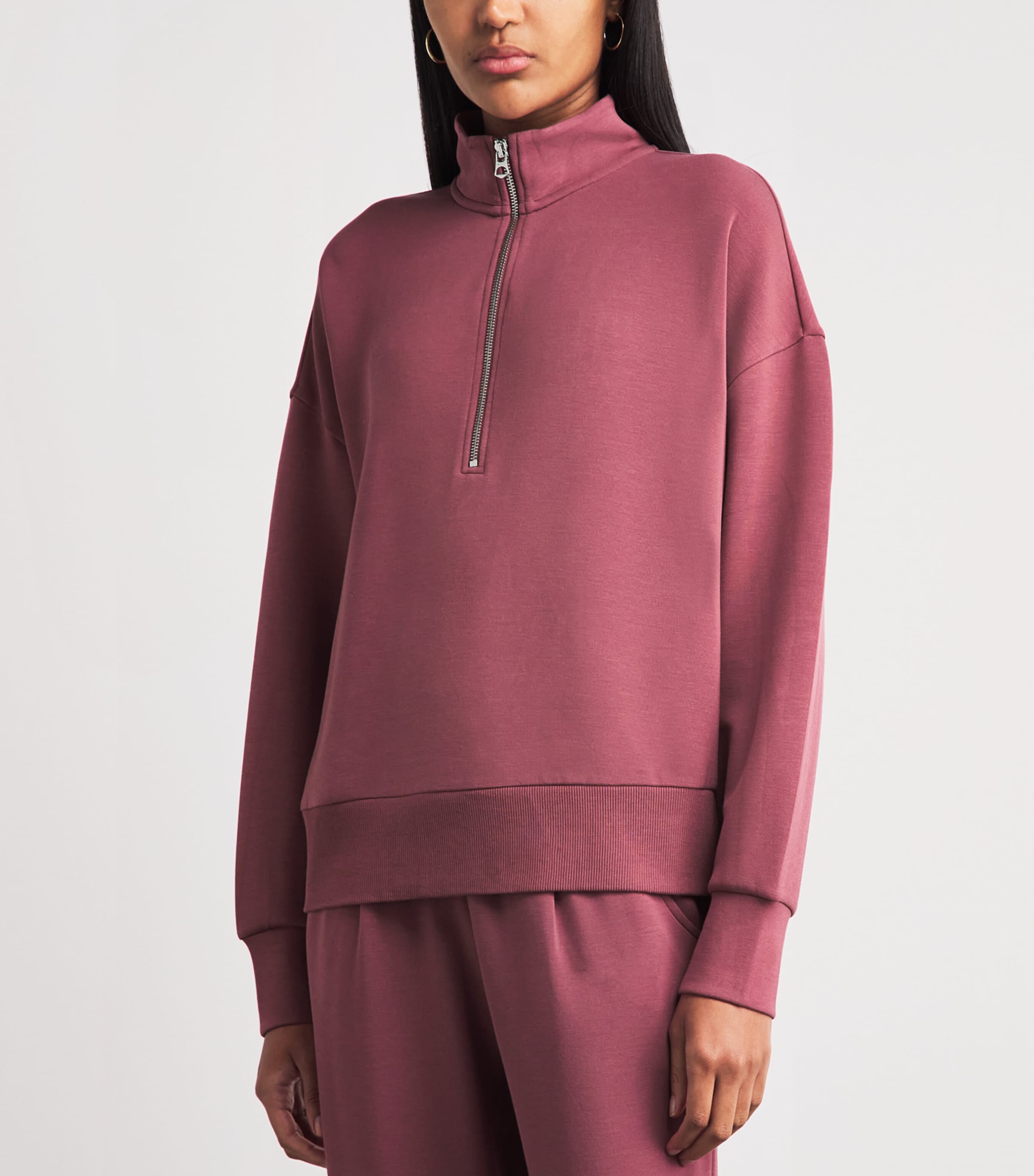Varley Womens DoubleSoft Mavis Half-Zip Sweatshirt Wild Rhubarb Image 4