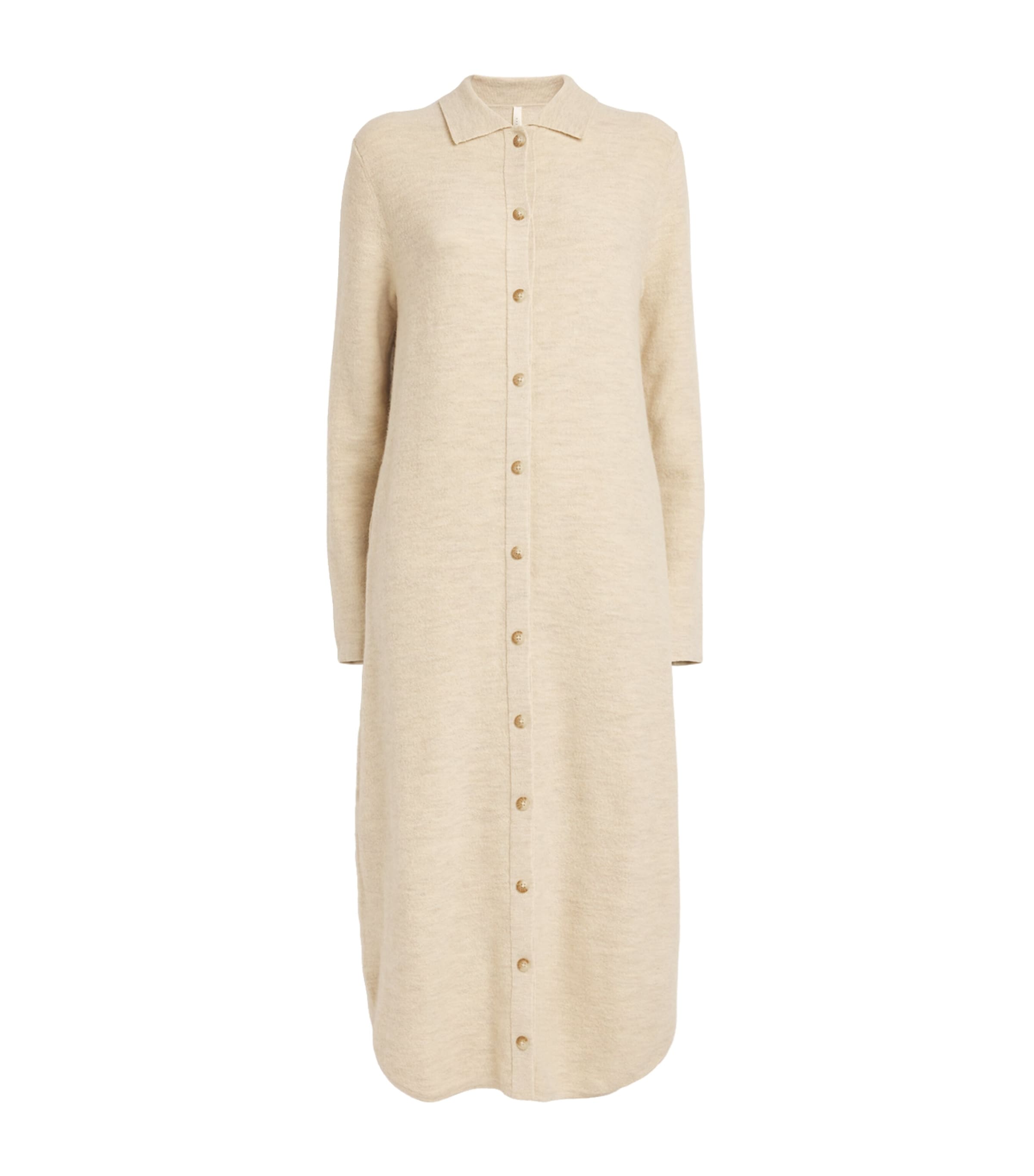 Shop Lauren Manoogian Merino Wool-alpaca Blend Knitted Shirt Dress In Ivory