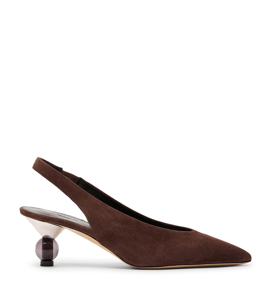 Weekend Max Mara Suede Bauble-Heel Slingback Pumps 55 Chocolate Image 1