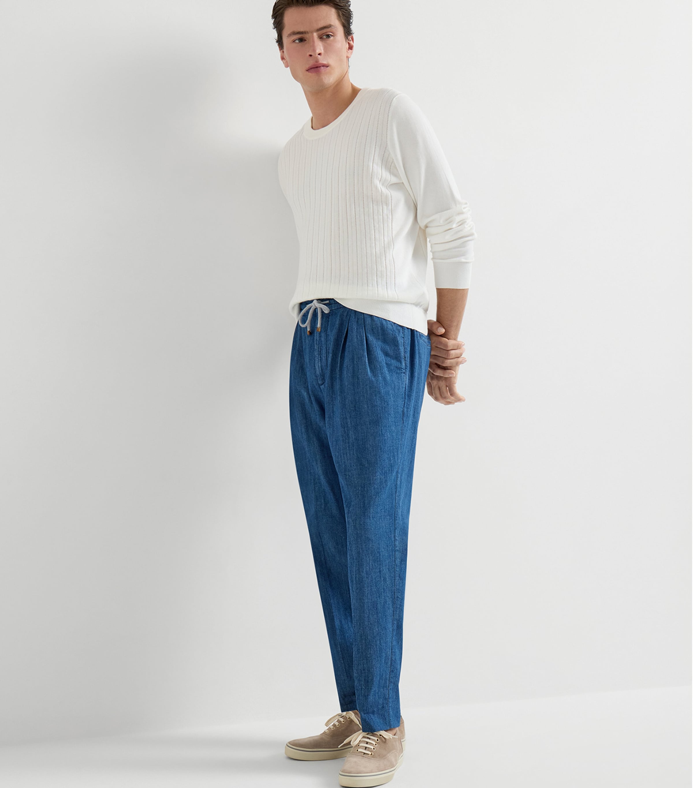 Brunello Cucinelli Mens Denim Drawstring Trousers Image 4