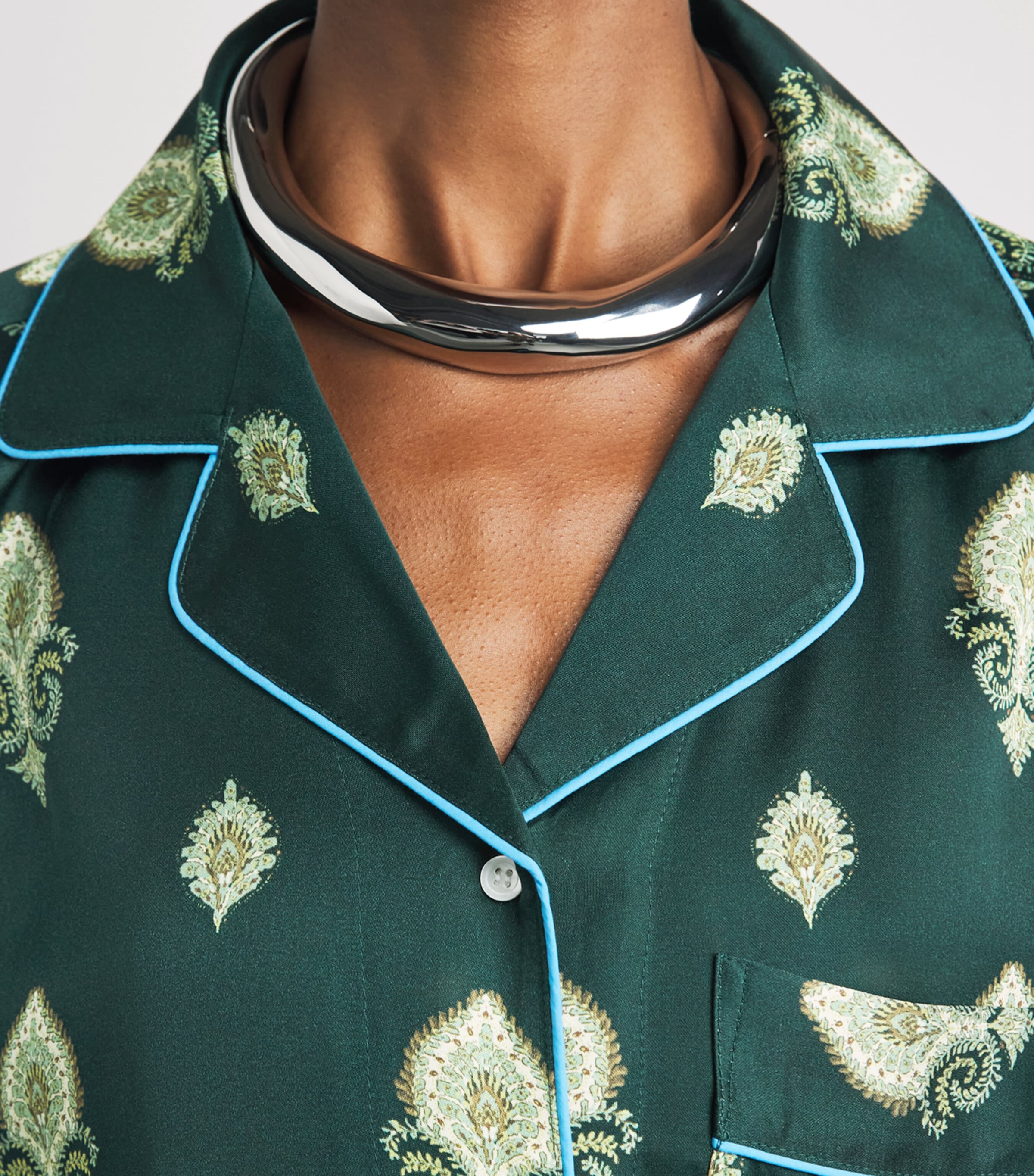Sandro Paris Womens Paisley Pyjama-Style Shirt Green Image 3