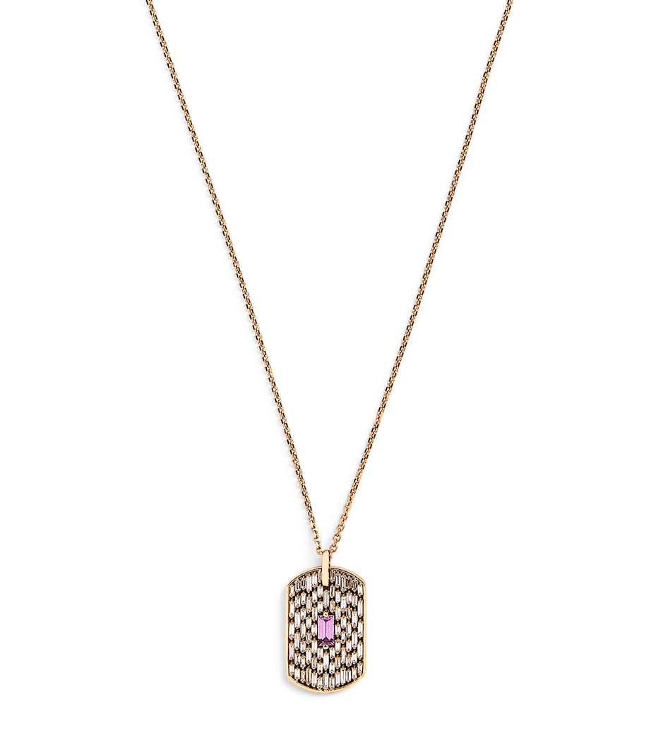 Rose Gold, Diamond and Sapphire Dog Tag Infinite Necklace 18K RG/P Image 1