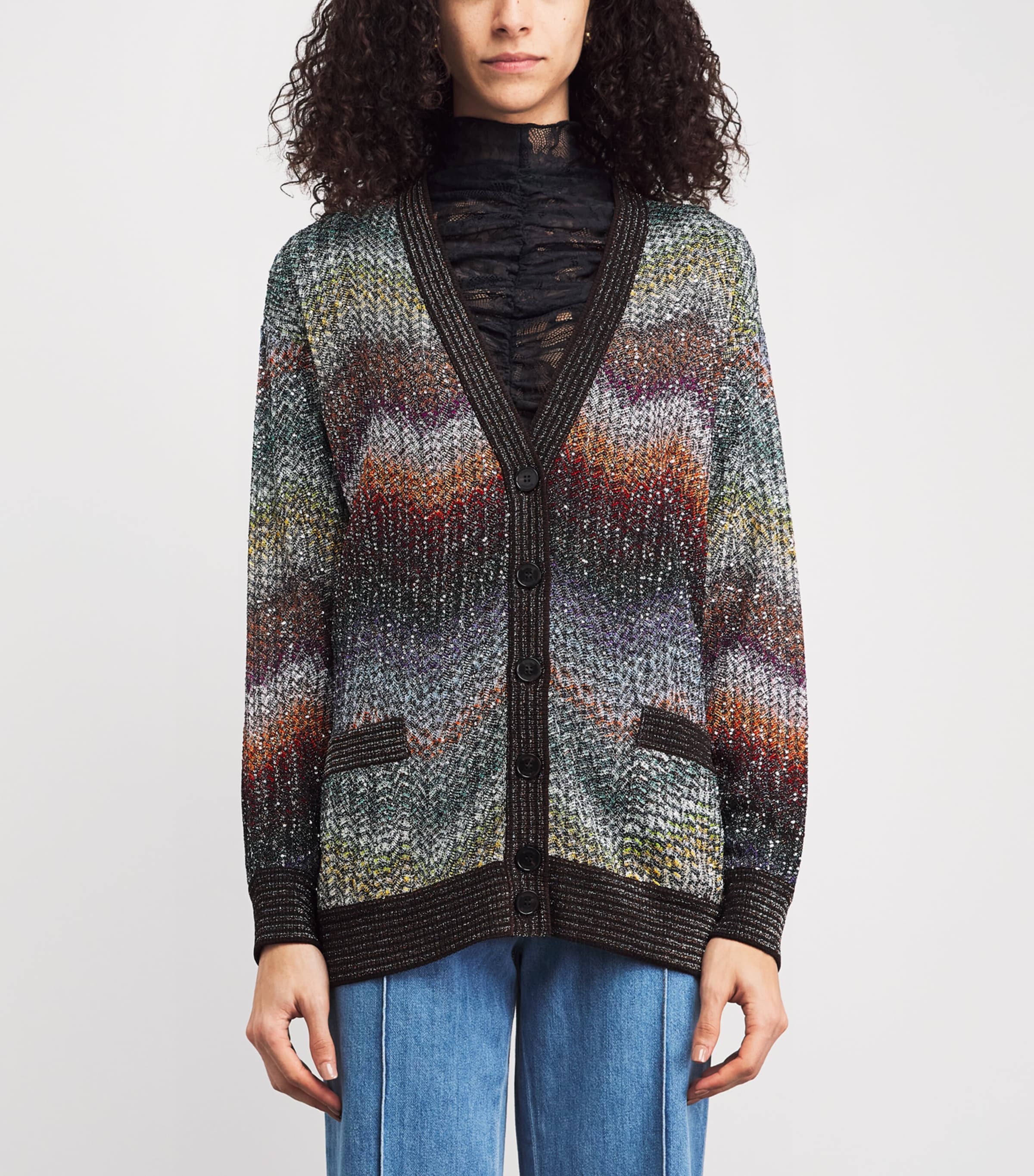Sequin Zigzag Cardigan S72P0 MULTI DARK Image 3