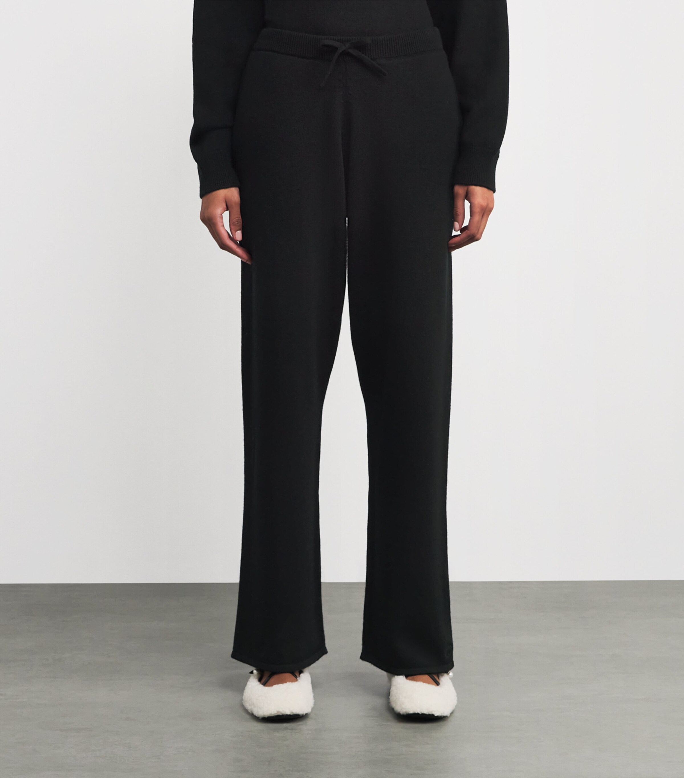 Cashmere Wide-Leg Sweatpants BLACK Image 3
