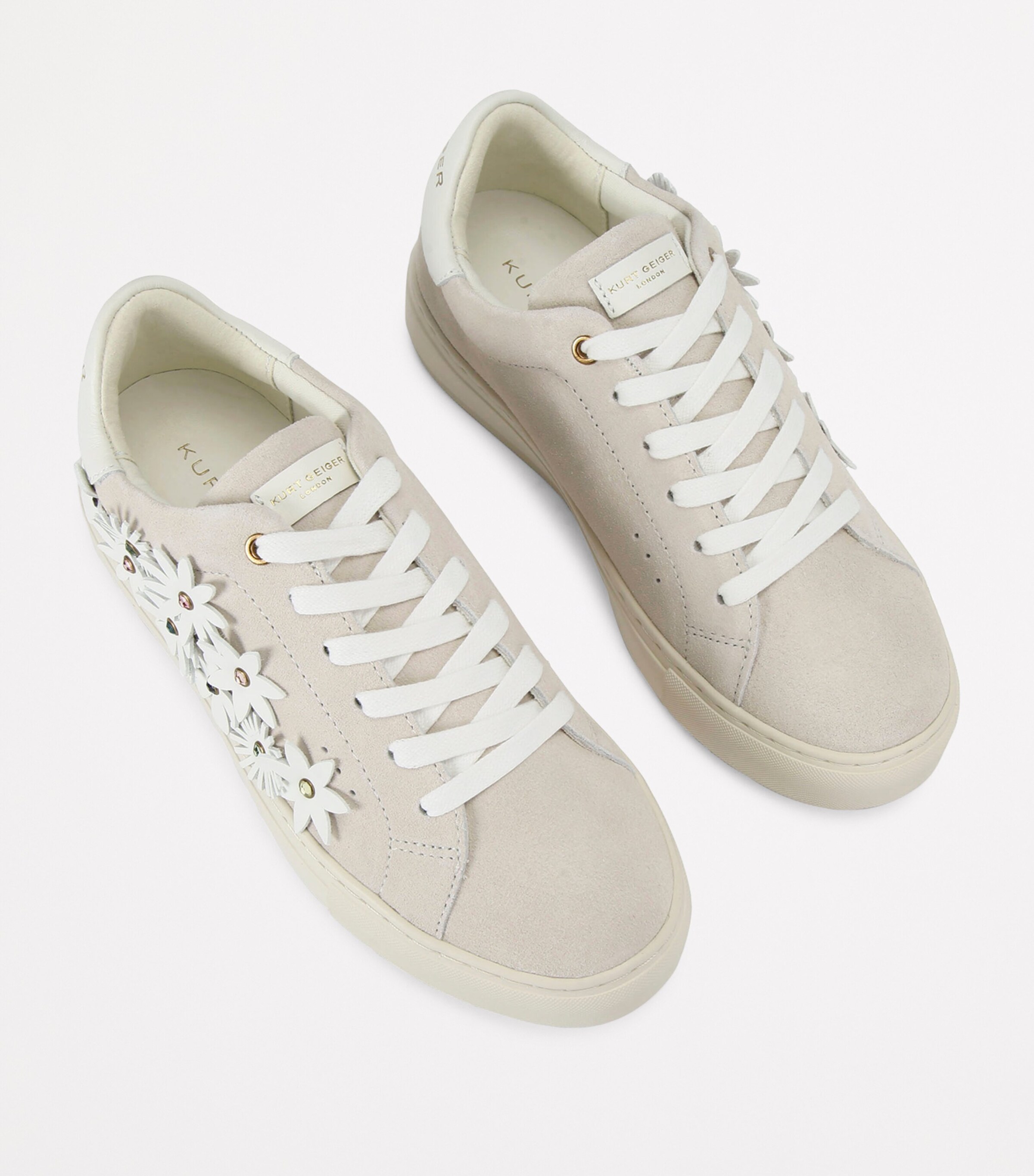 Kurt Geiger London Suede Flower-Embellished Laney Sneakers Bone/comb Image 4