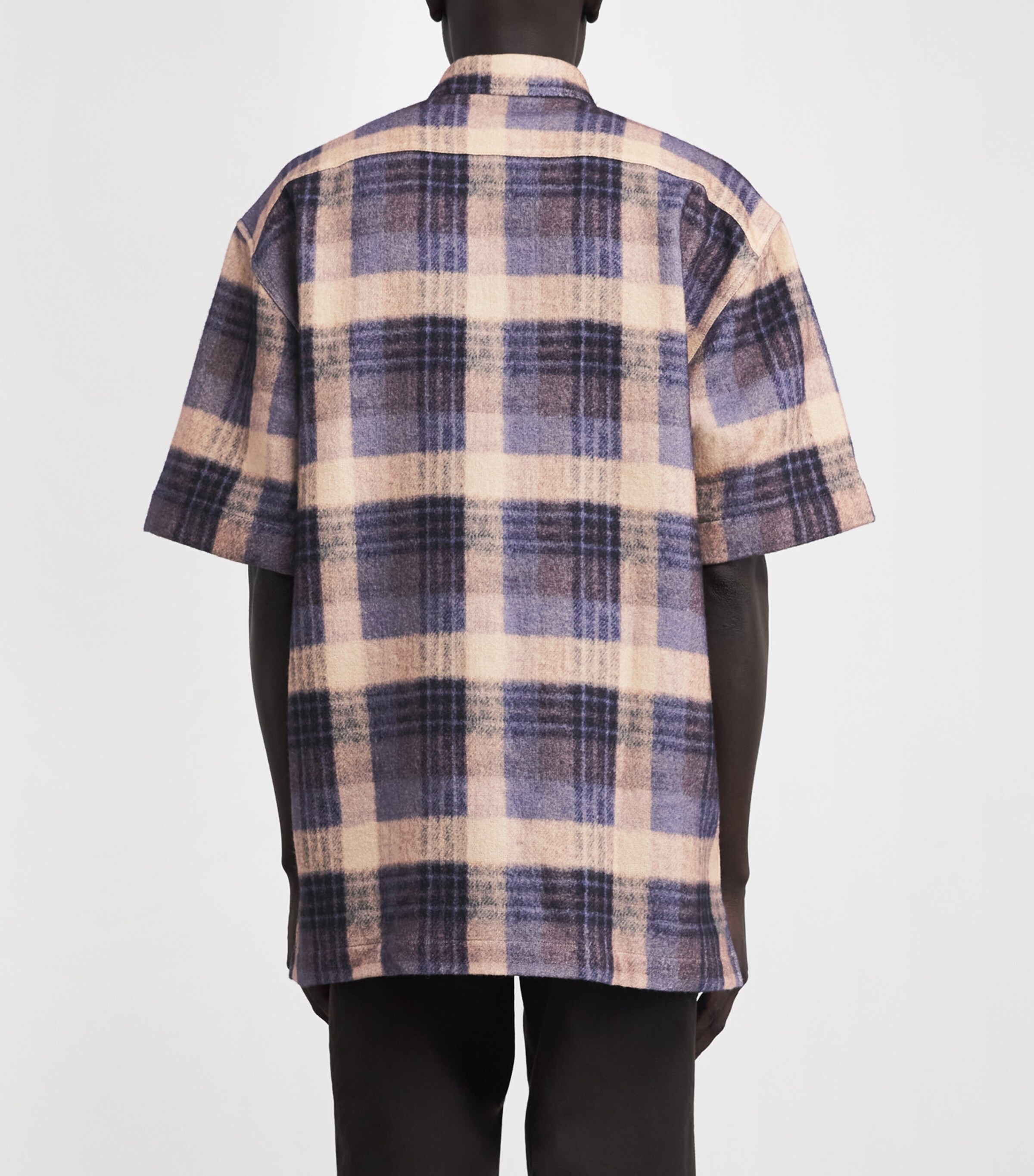 Wool Check Short-Sleeve Shirt LILAC Image 4