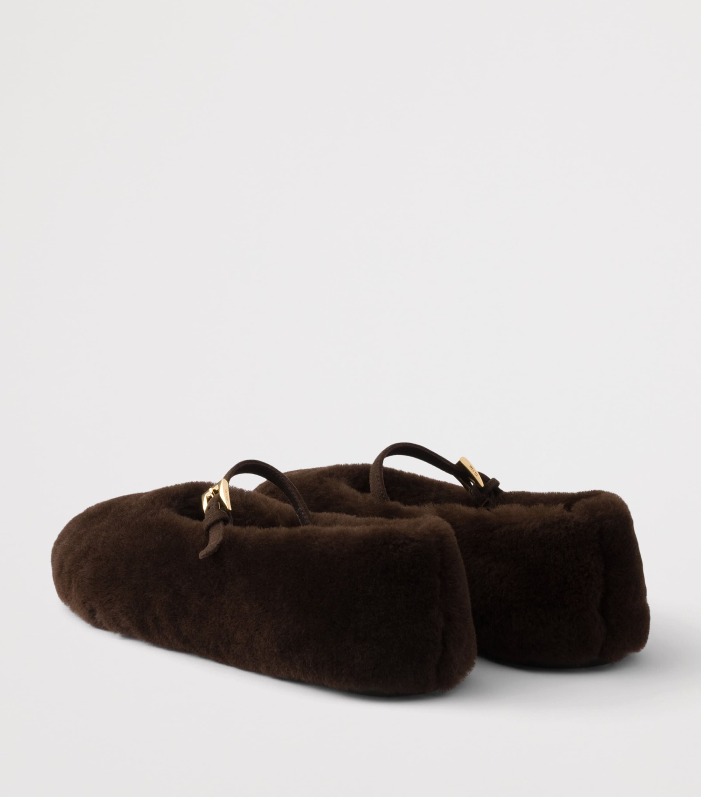Prada Shearling Ballet Flats Brown Image 4