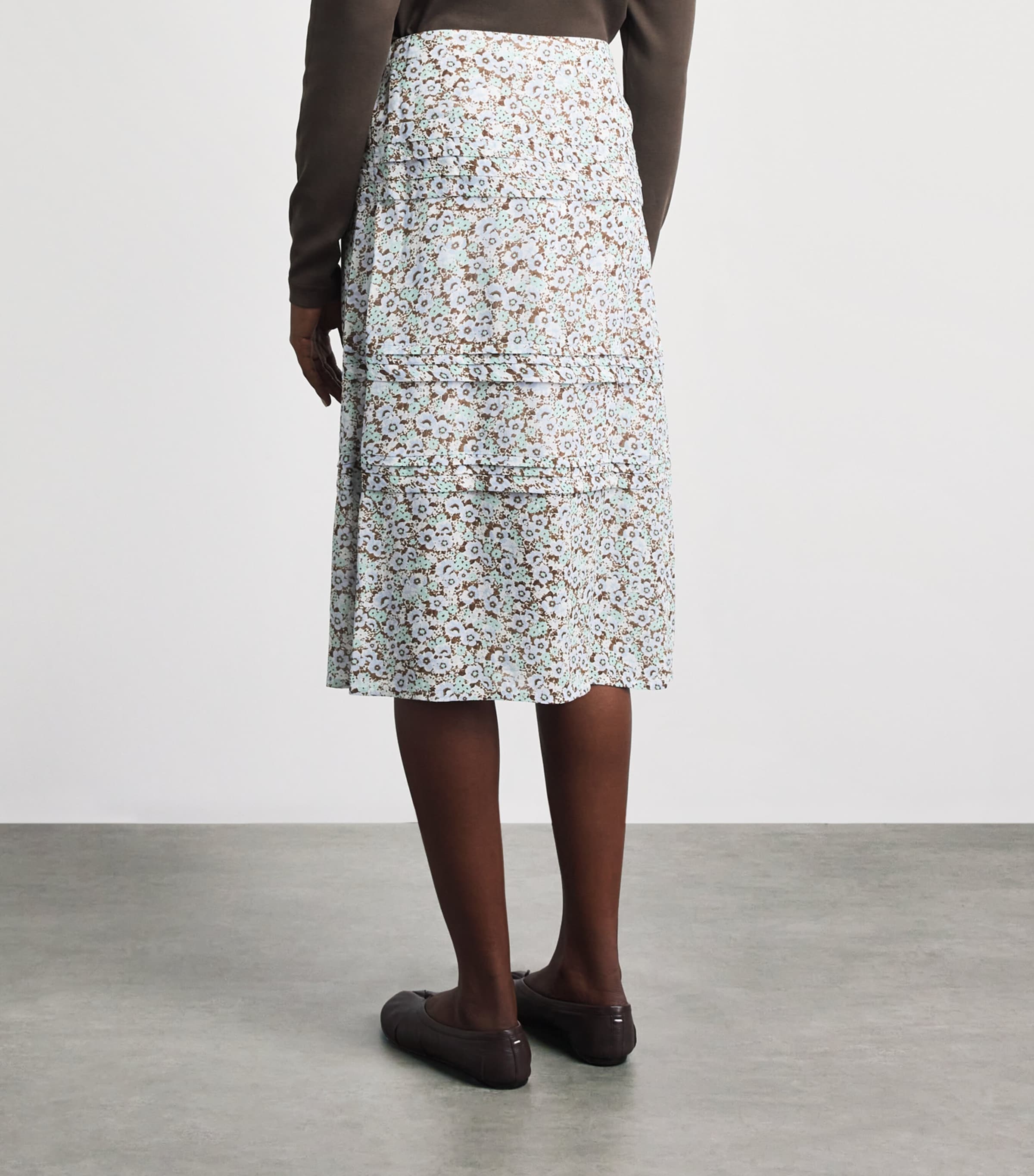 Tory Burch Womens Printed Midi Skirt Blue Floral Image 5