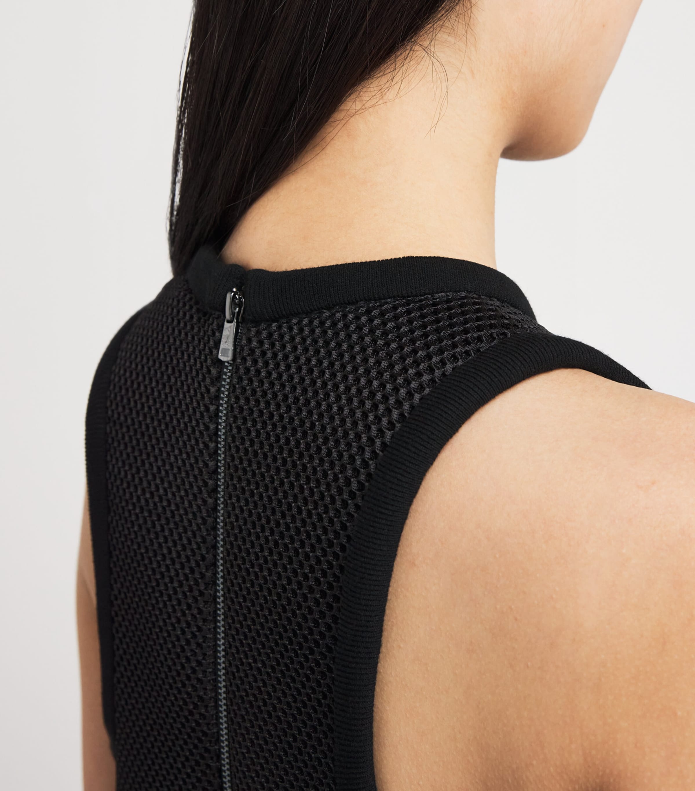 Mesh Jersey Mini Dress BLACK Image 6