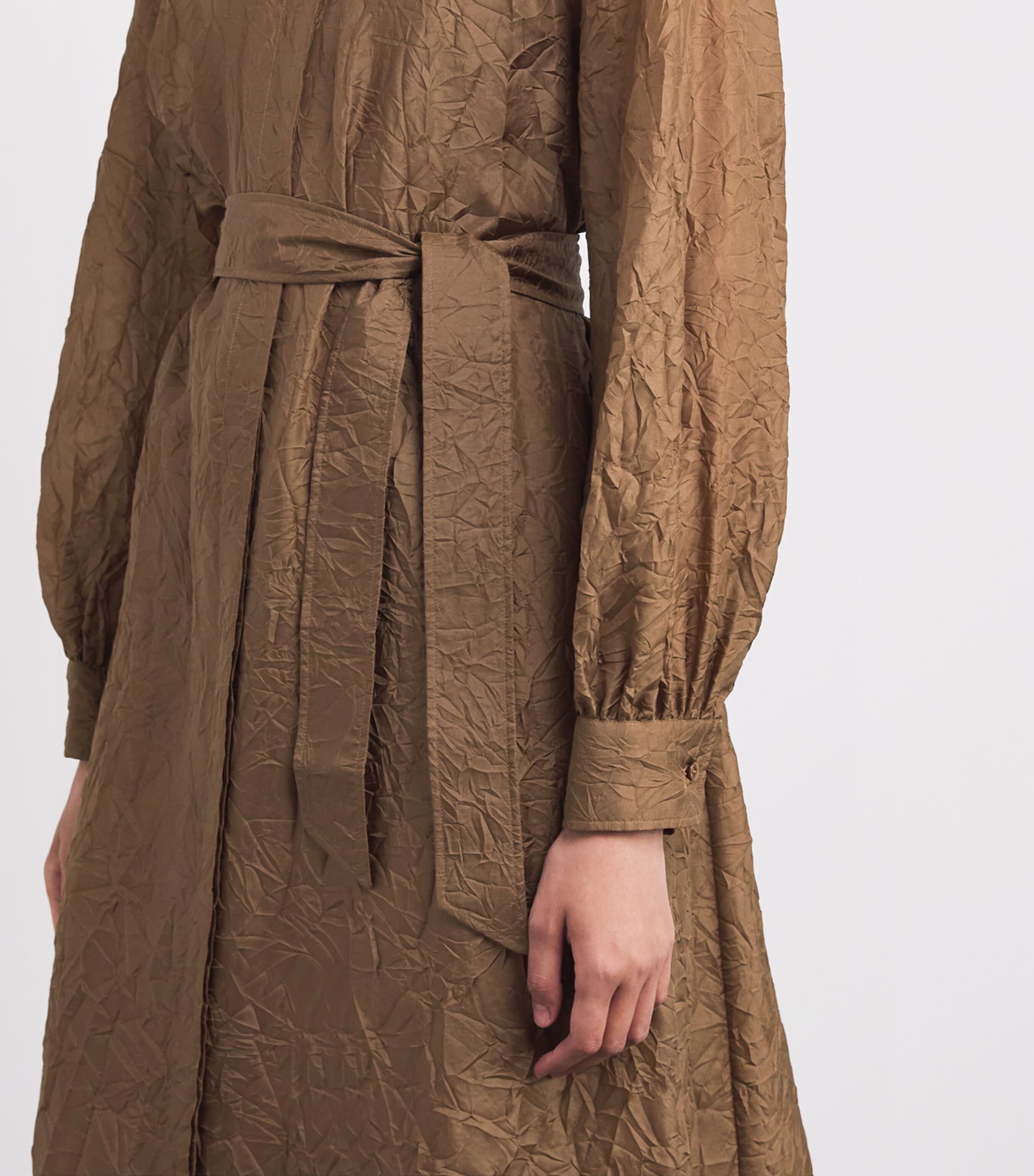 Silk Maxi Shirt Dress HAZELNUT BROWN Image 6