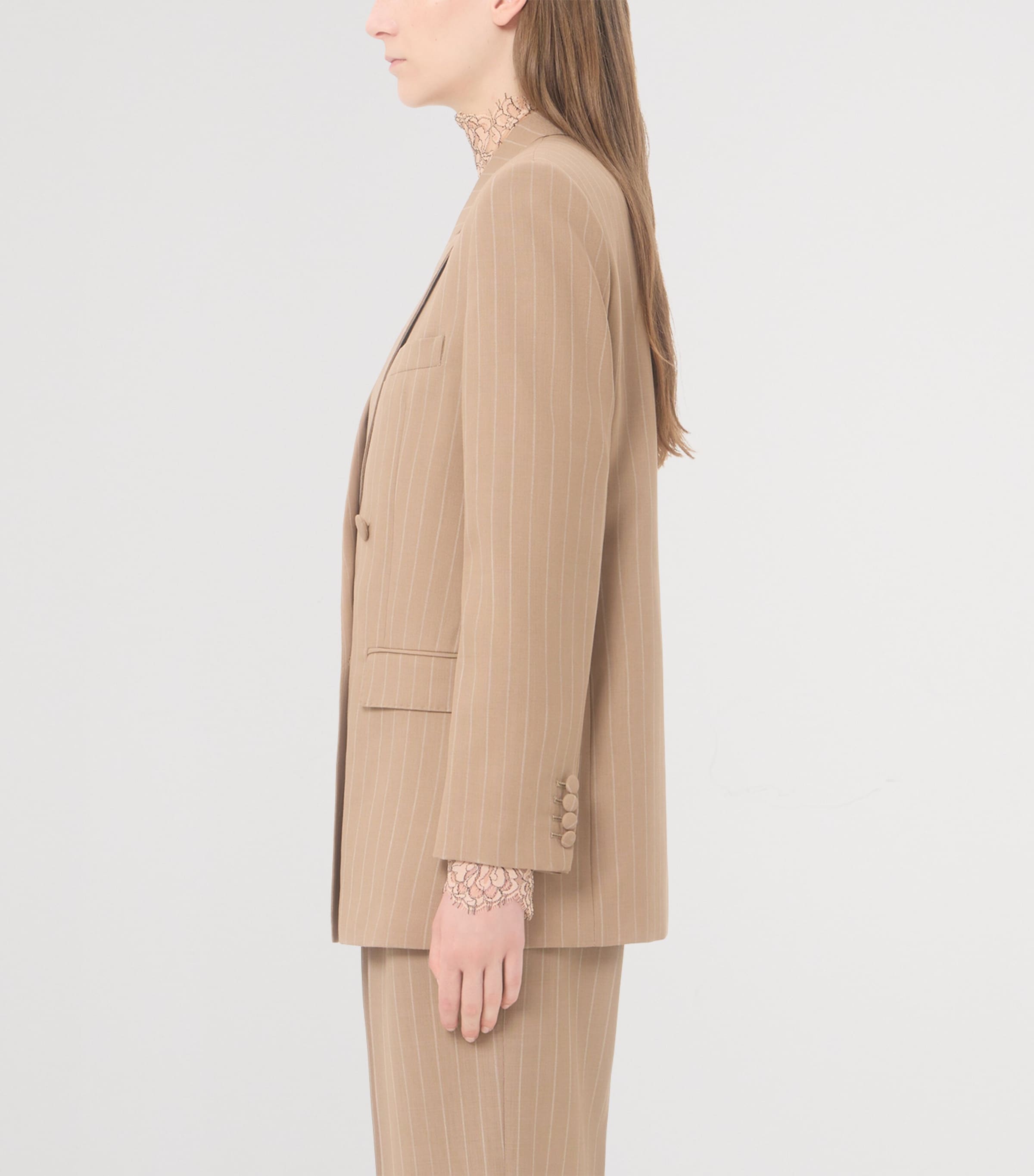 Valentino Womens Virgin Wool Pinstripe Blazer Image 4